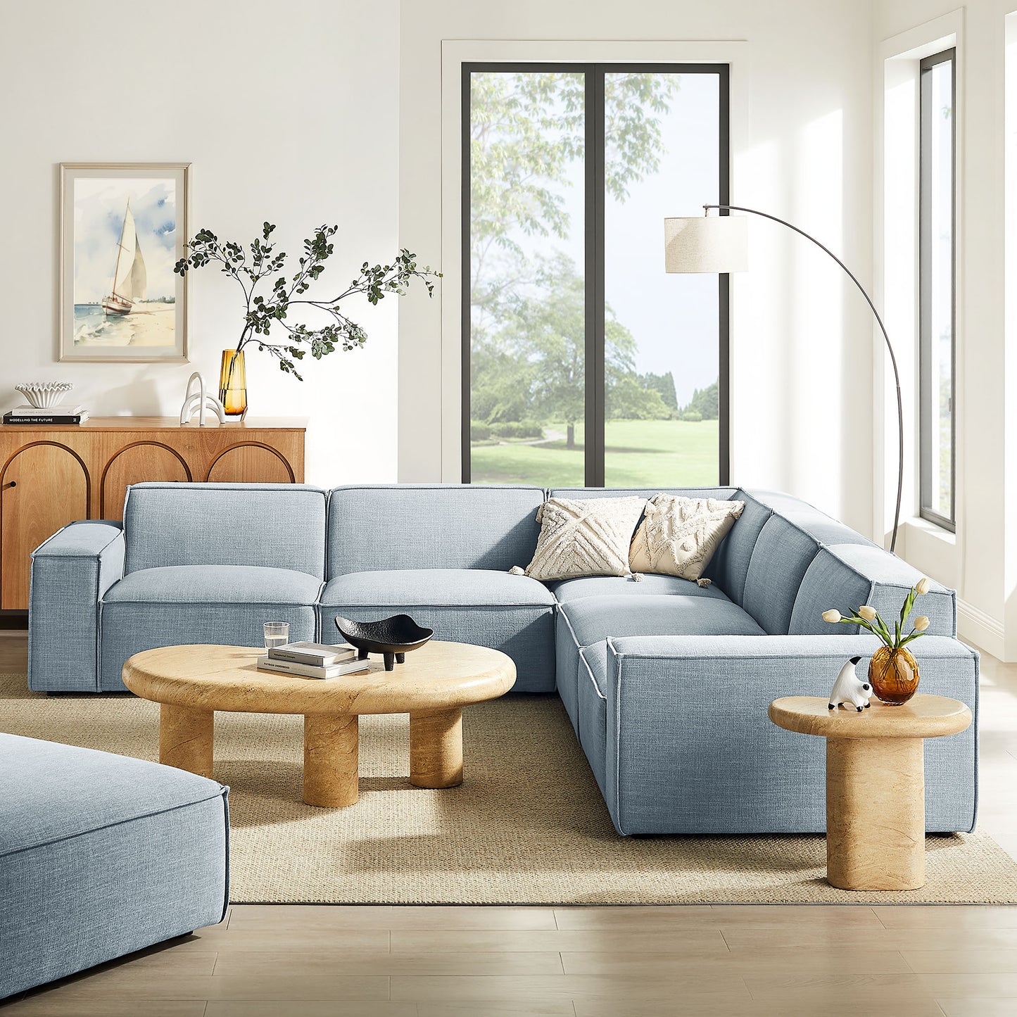 Restore 5-Piece Performance Fabric Upholstered Modular L-Shaped Sofa by Modway