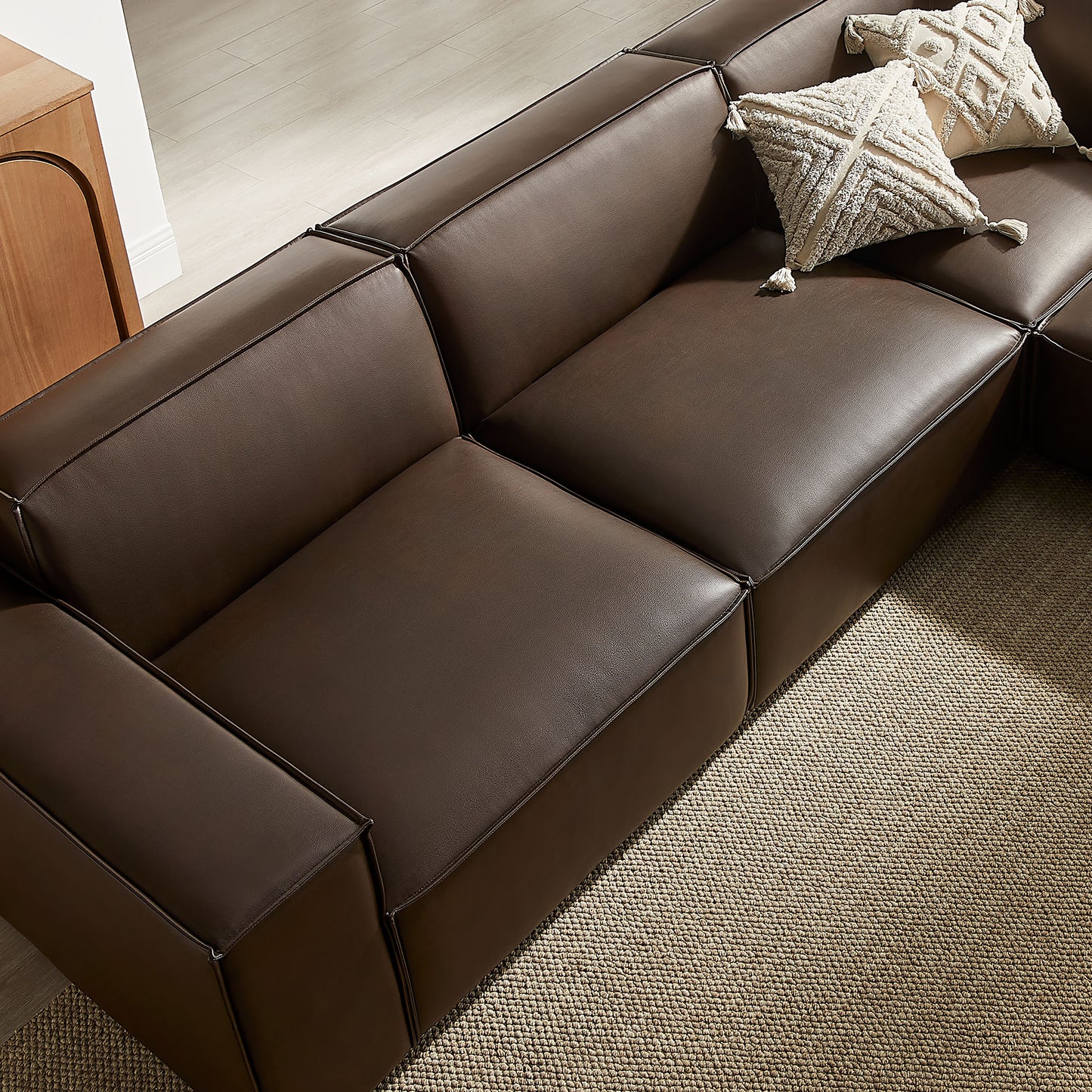 Restore 5-Piece Vegan Leather Modular L-Shaped Sofa by Modway