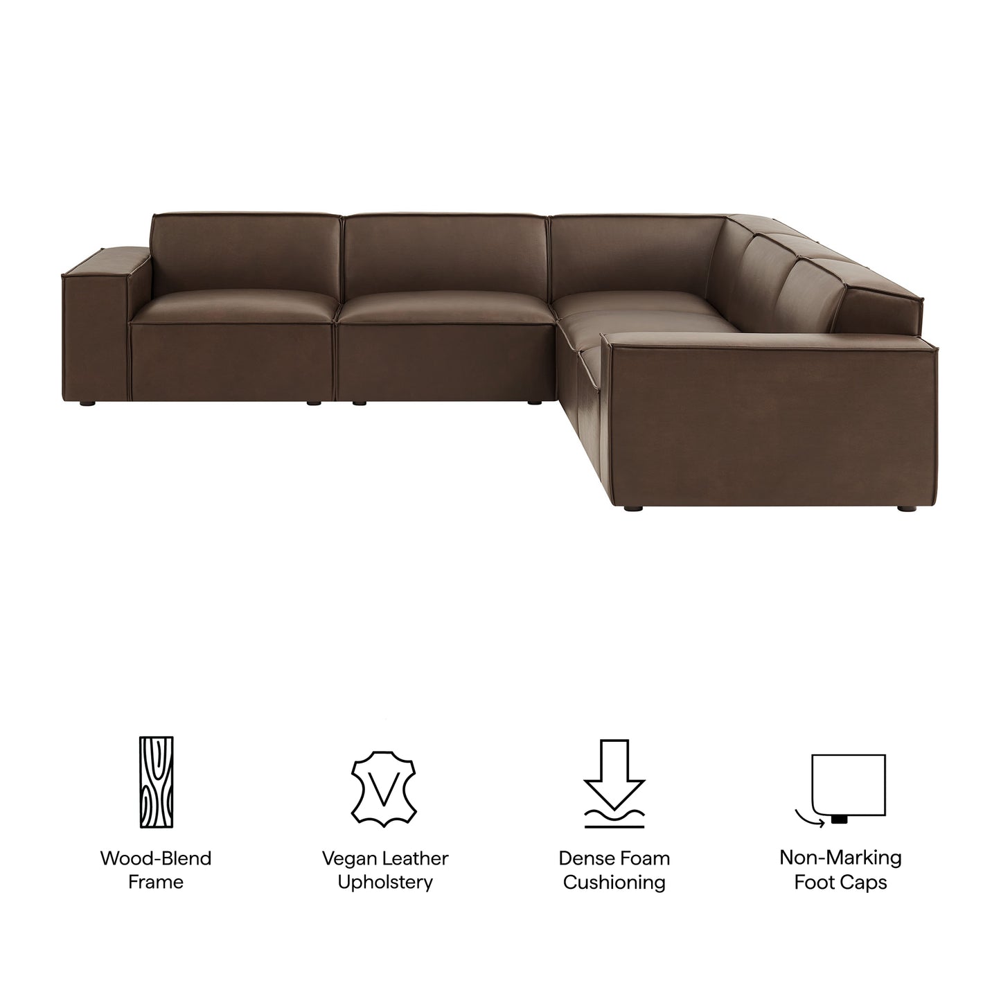 Restore 5-Piece Vegan Leather Modular L-Shaped Sofa by Modway