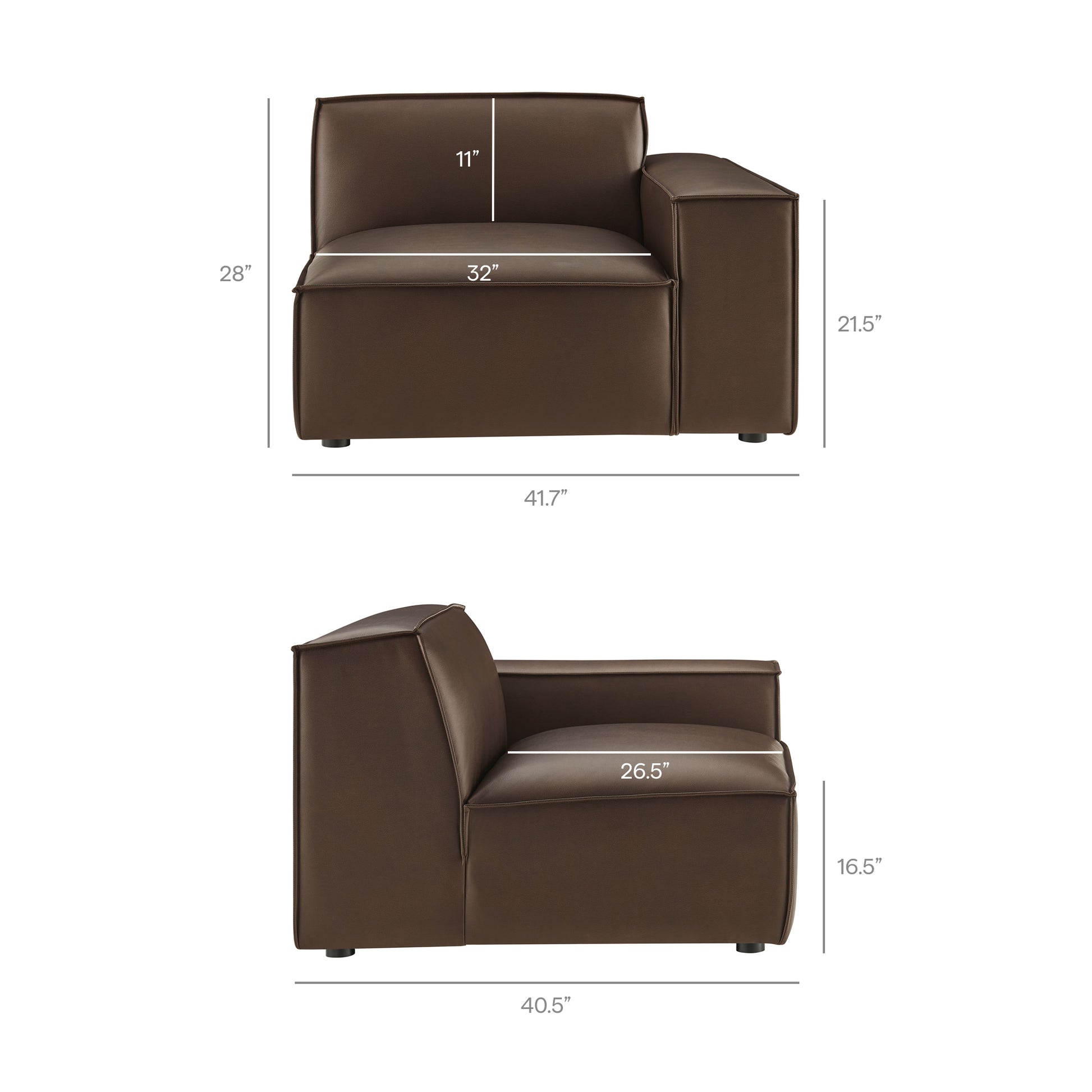 Restore 5-Piece Vegan Leather Modular L-Shaped Sofa by Modway