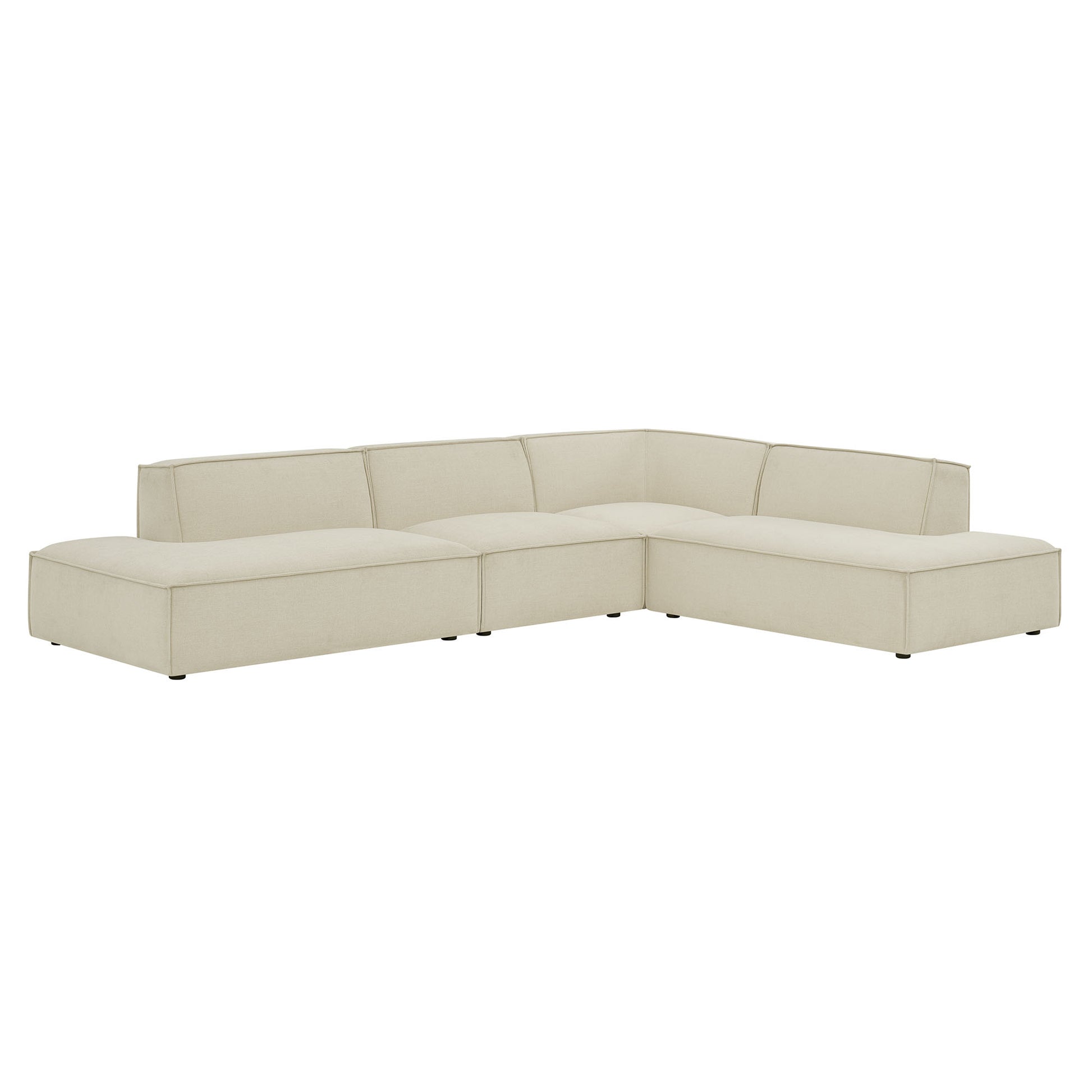 Restore 4-Piece Performance Fabric Upholstered Modular L-Shaped Armless Sectional Sofa by Modway