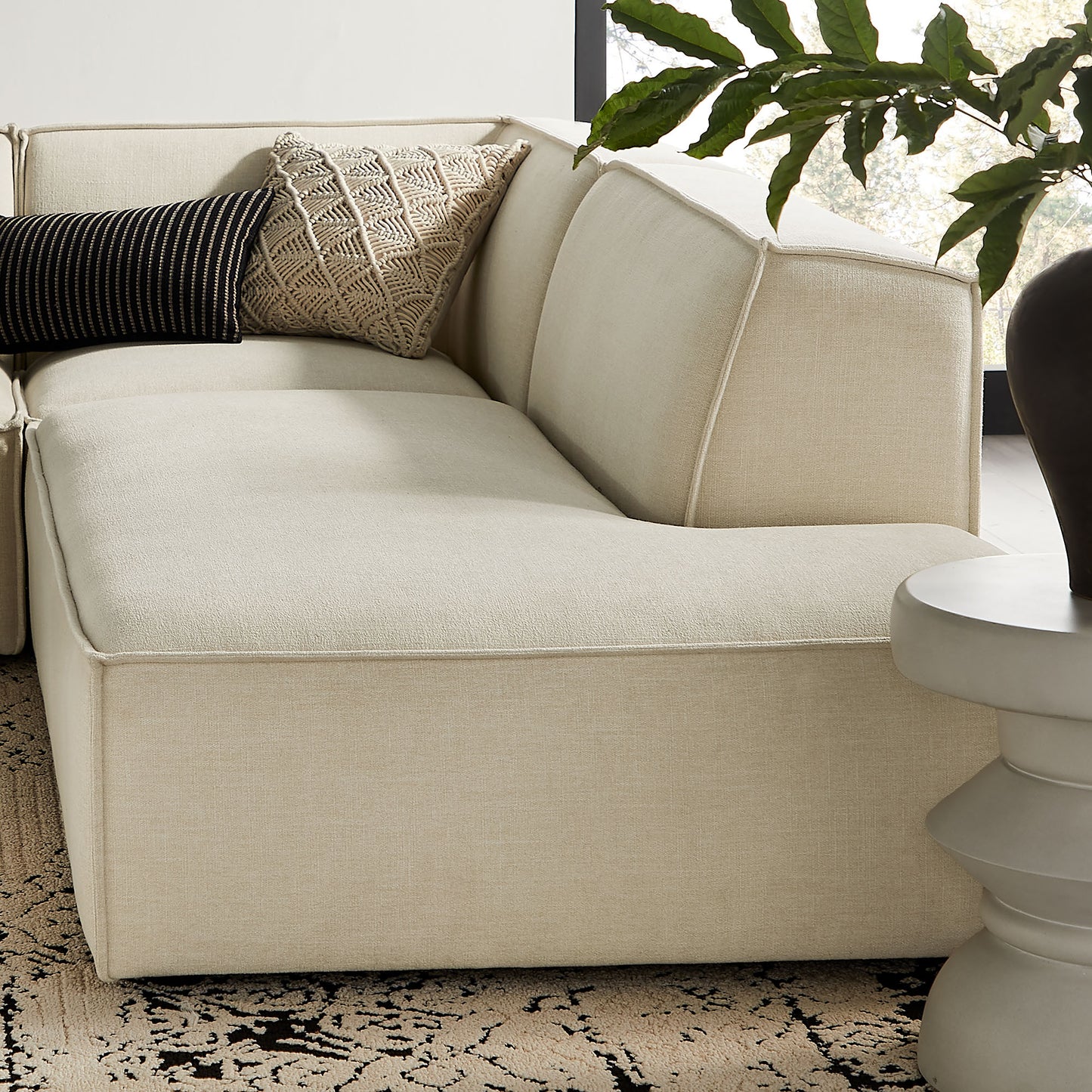 Restore 4-Piece Performance Fabric Upholstered Modular L-Shaped Armless Sectional Sofa by Modway