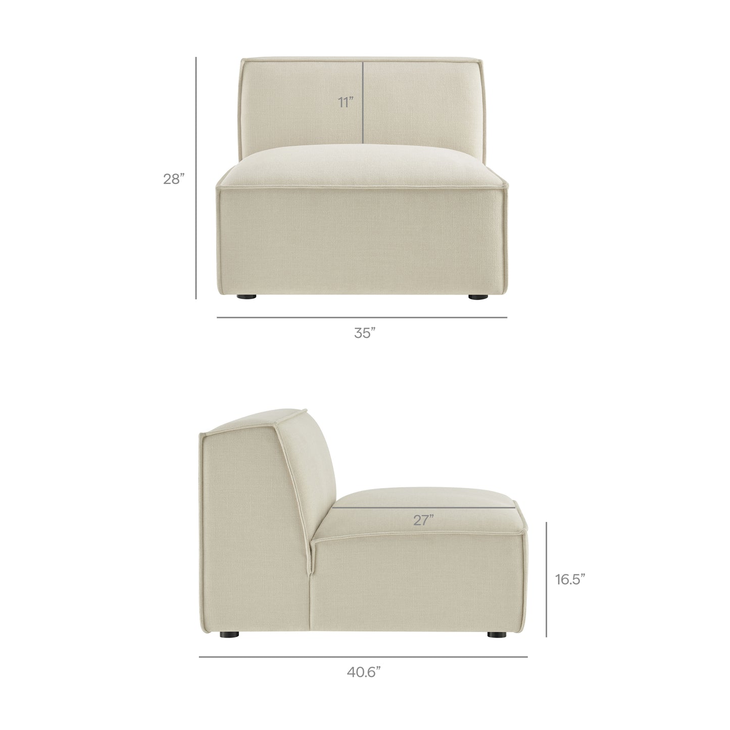 Restore 4-Piece Performance Fabric Upholstered Modular L-Shaped Armless Sectional Sofa by Modway
