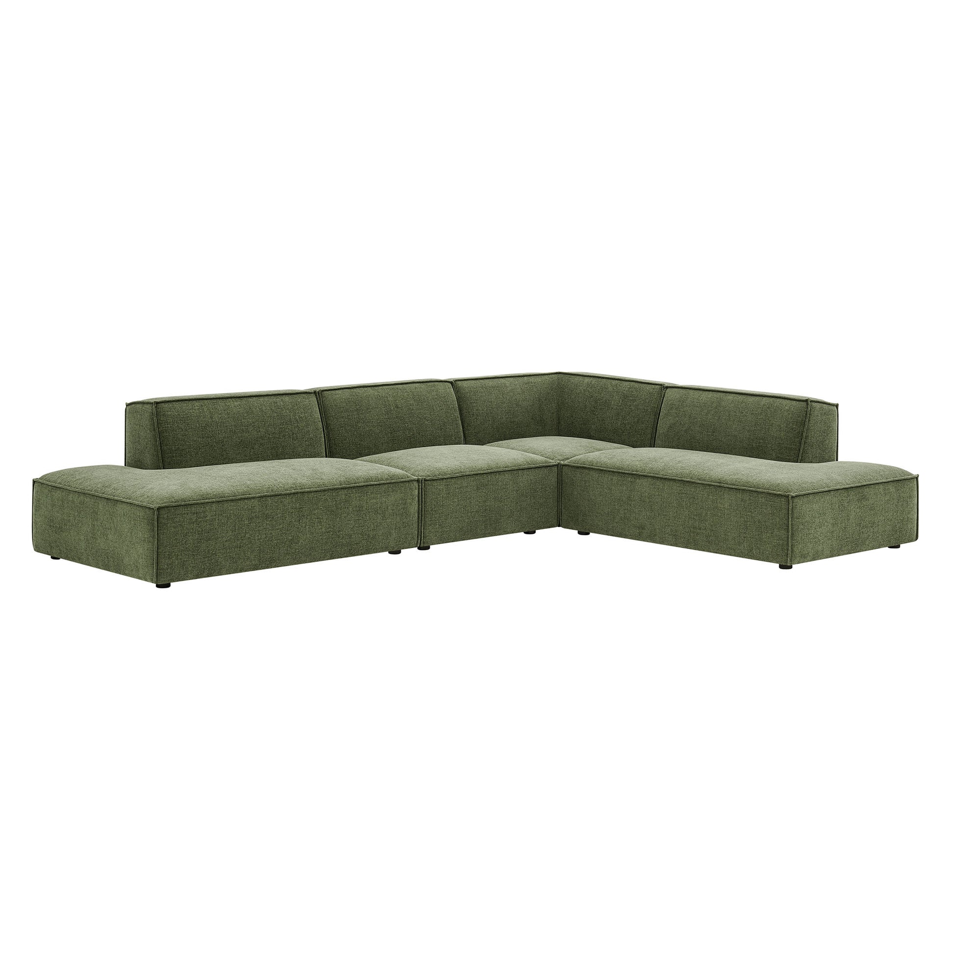 Restore 4-Piece Performance Fabric Upholstered Modular L-Shaped Armless Sectional Sofa by Modway