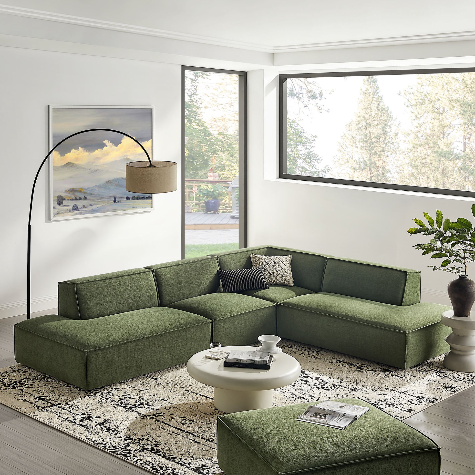 Restore 4-Piece Performance Fabric Upholstered Modular L-Shaped Armless Sectional Sofa by Modway