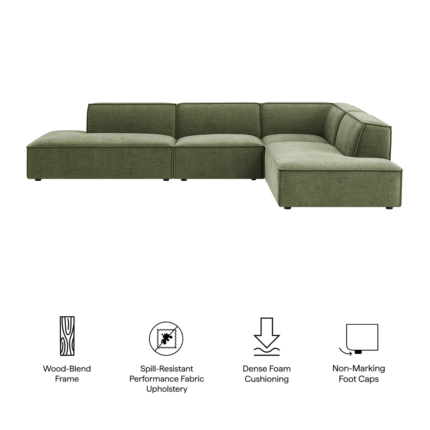 Restore 4-Piece Performance Fabric Upholstered Modular L-Shaped Armless Sectional Sofa by Modway