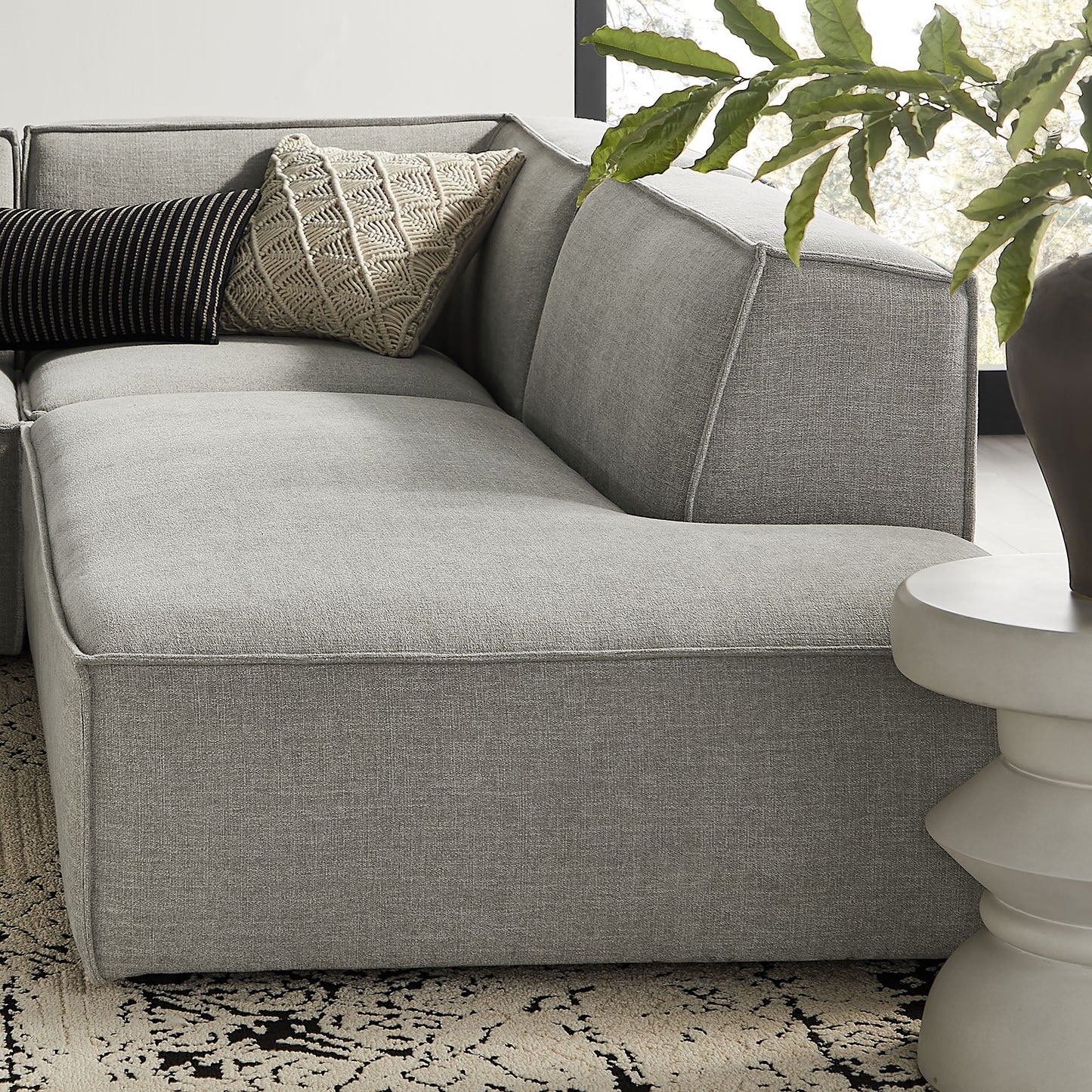 Restore 4-Piece Performance Fabric Upholstered Modular L-Shaped Armless Sectional Sofa by Modway