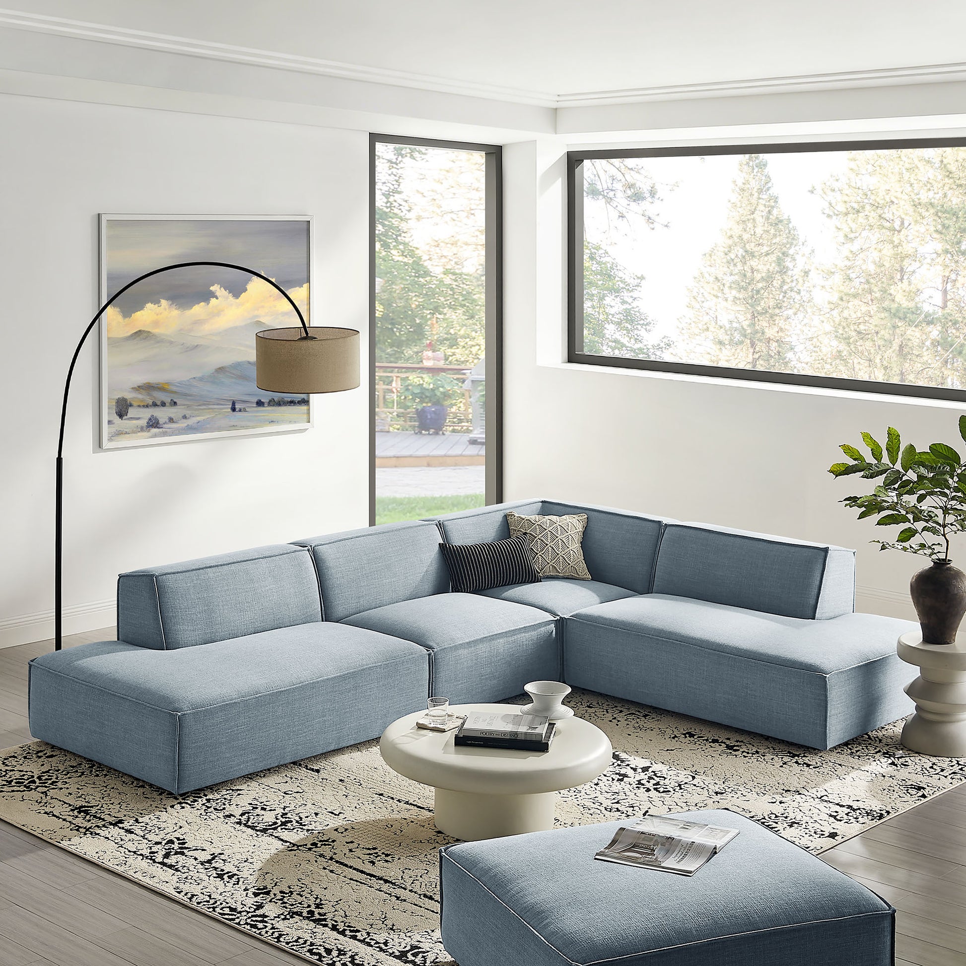 Restore 4-Piece Performance Fabric Upholstered Modular L-Shaped Armless Sectional Sofa by Modway