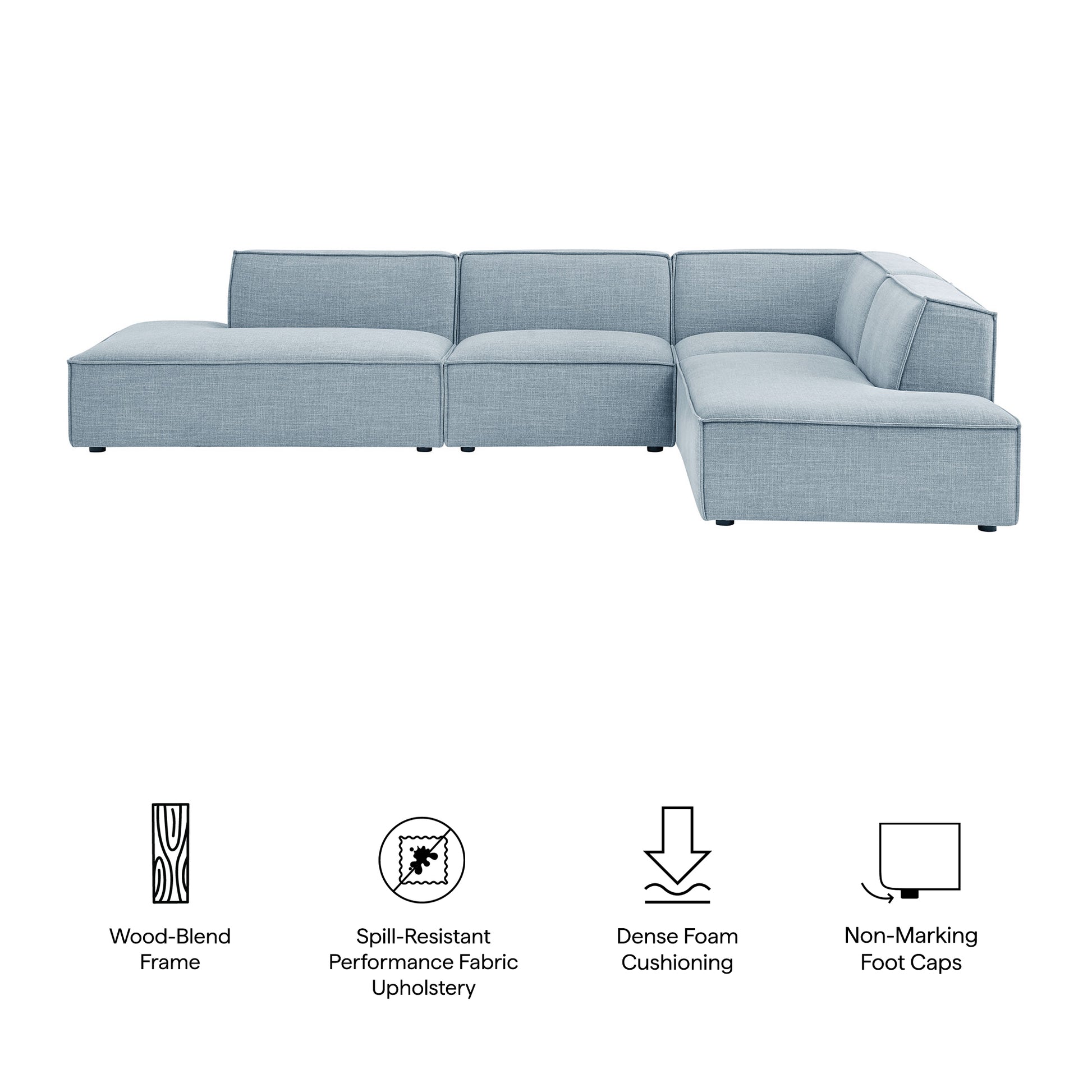 Restore 4-Piece Performance Fabric Upholstered Modular L-Shaped Armless Sectional Sofa by Modway