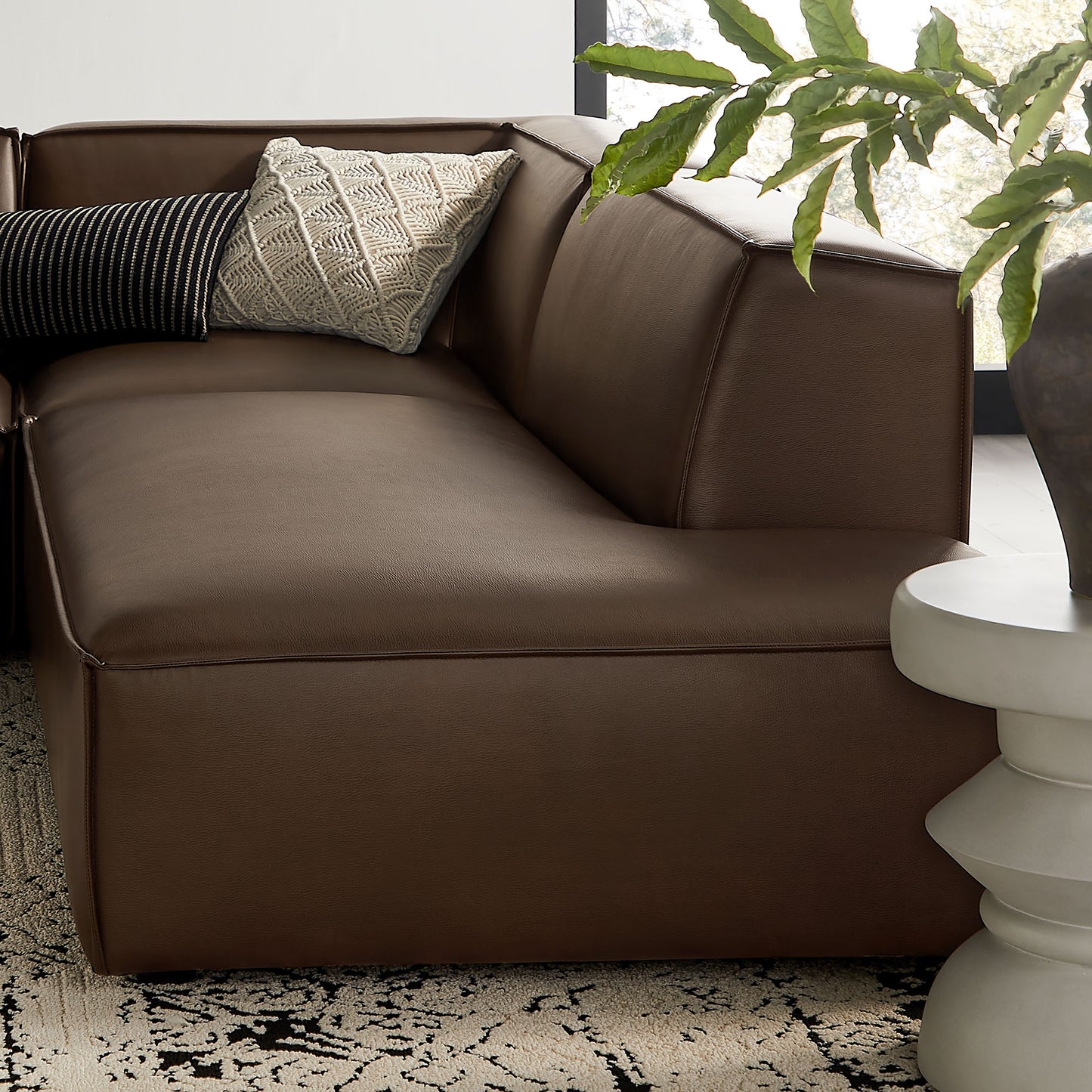 Restore 4-Piece Vegan Leather Modular L-Shaped Armless Sectional Sofa by Modway