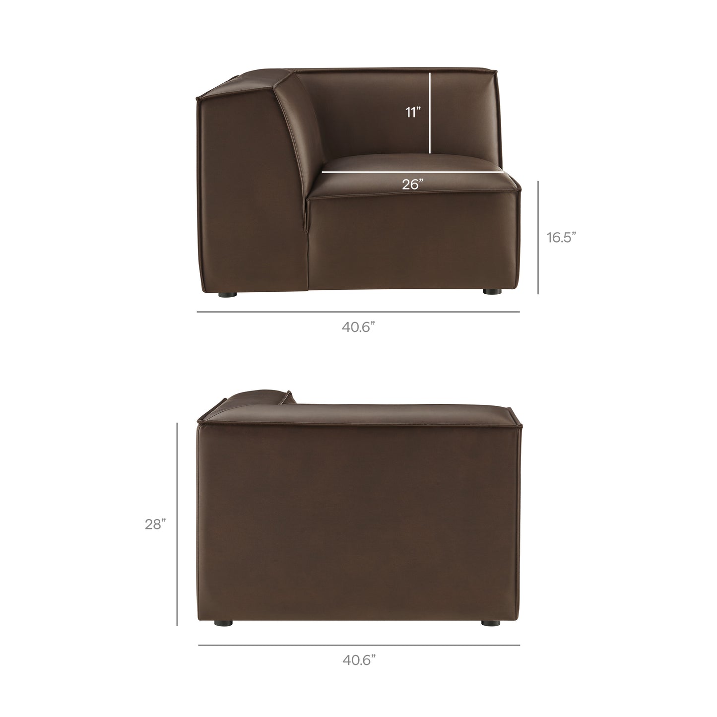 Restore 4-Piece Vegan Leather Modular L-Shaped Armless Sectional Sofa by Modway
