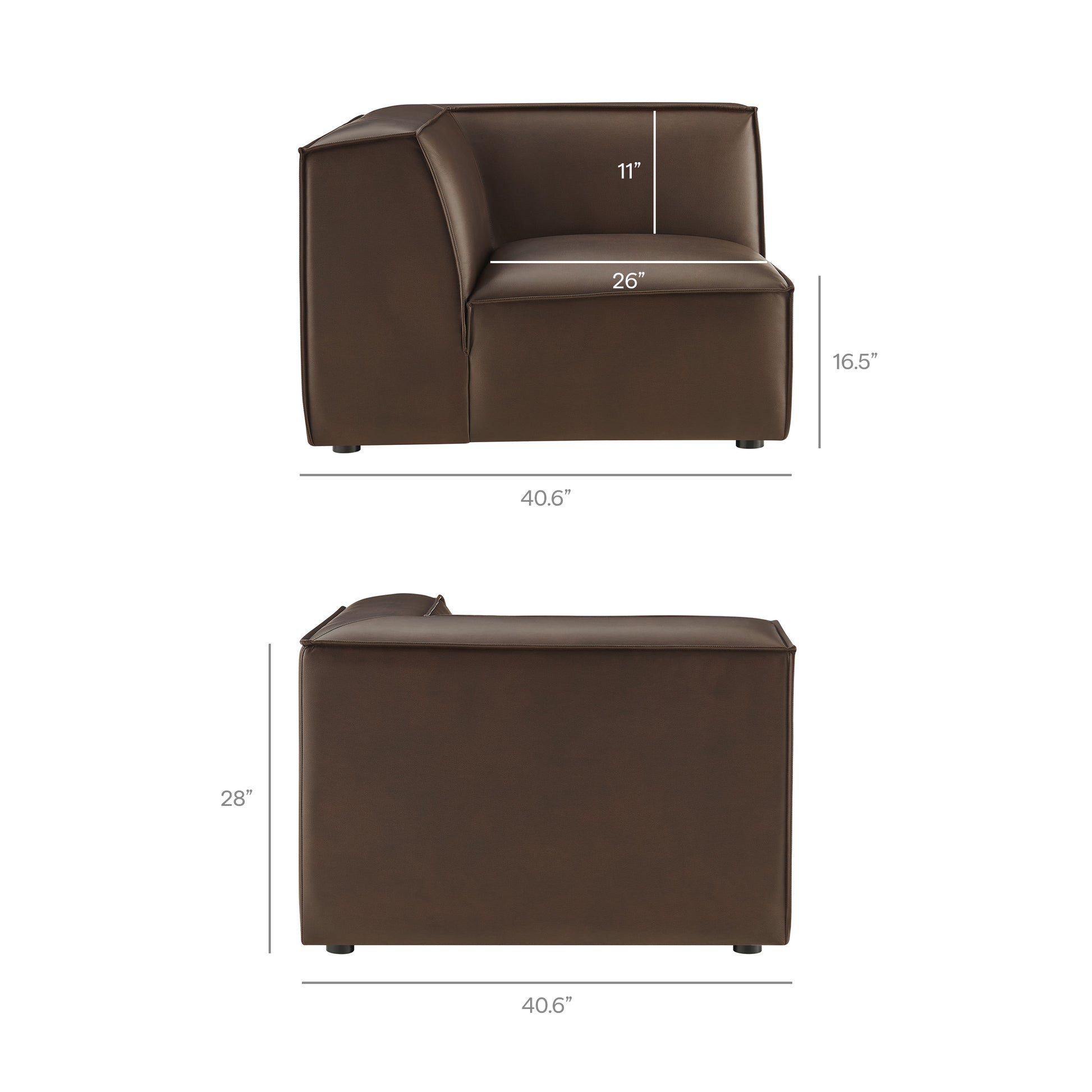 Restore 4-Piece Vegan Leather Modular L-Shaped Armless Sectional Sofa by Modway