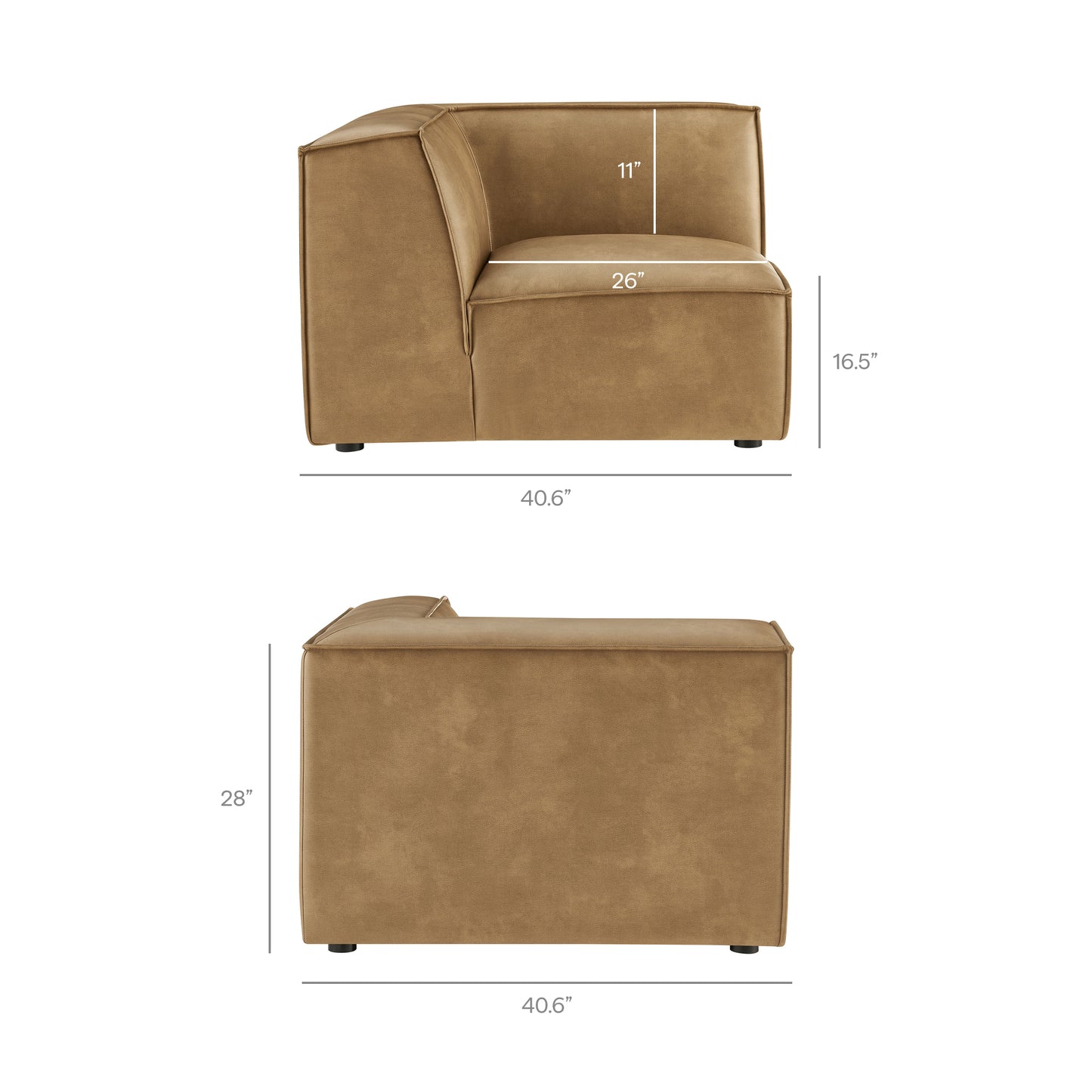 Restore 4-Piece Vegan Leather Modular L-Shaped Armless Sectional Sofa by Modway