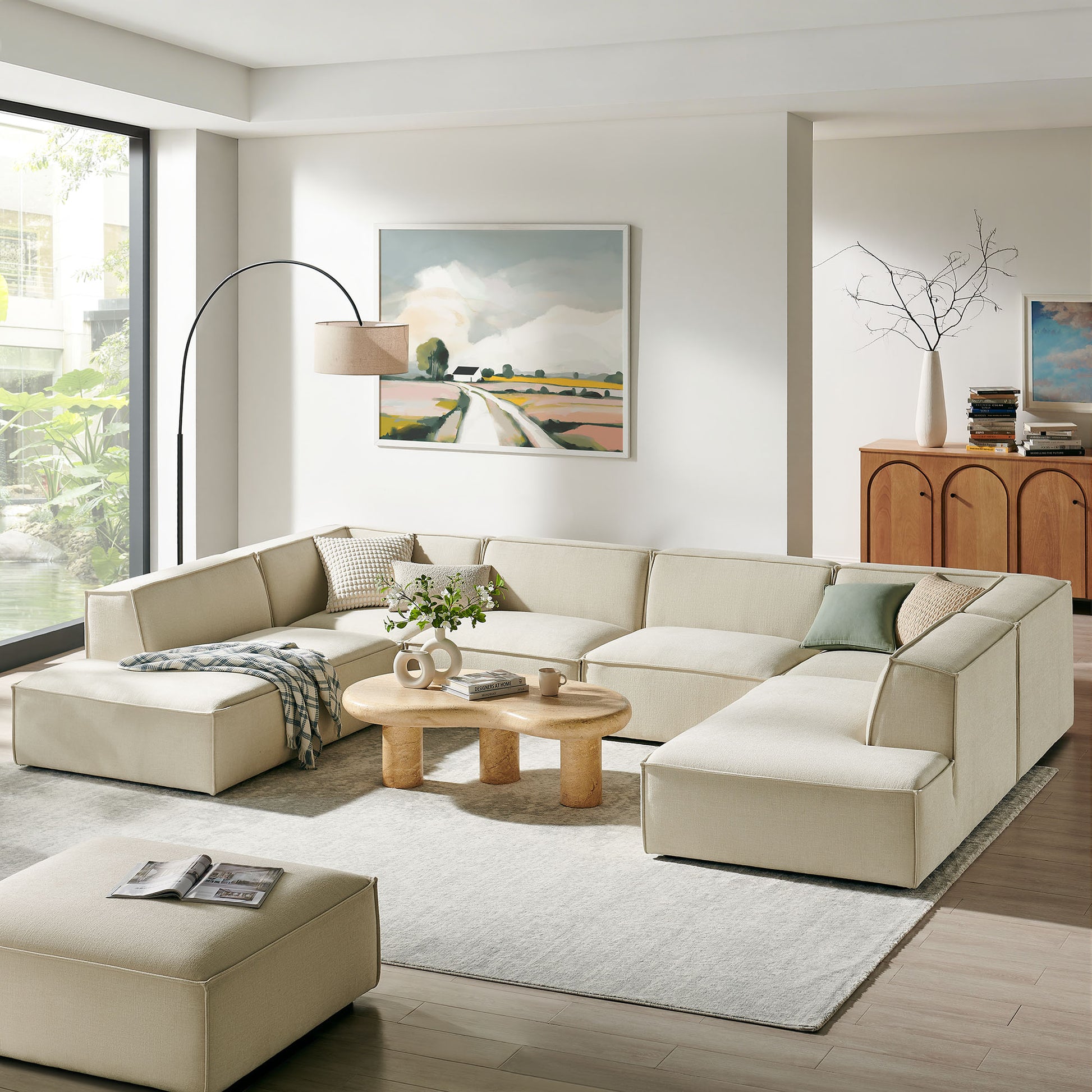 Restore 6-Piece Performance Fabric Upholstered U-Shaped Sectional Sofa by Modway