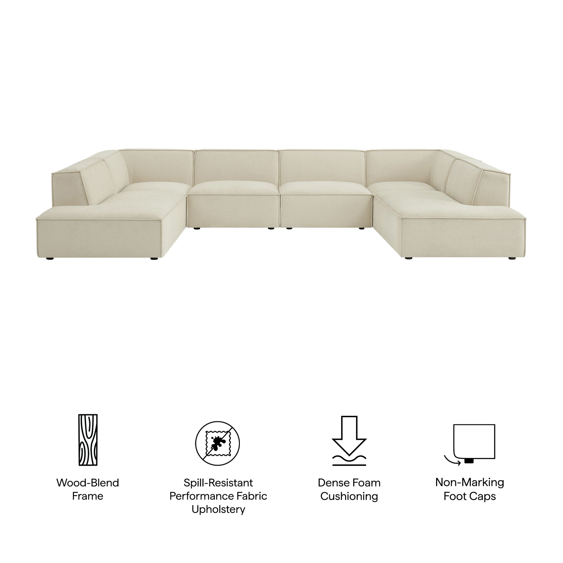 Restore 6-Piece Performance Fabric Upholstered U-Shaped Sectional Sofa by Modway