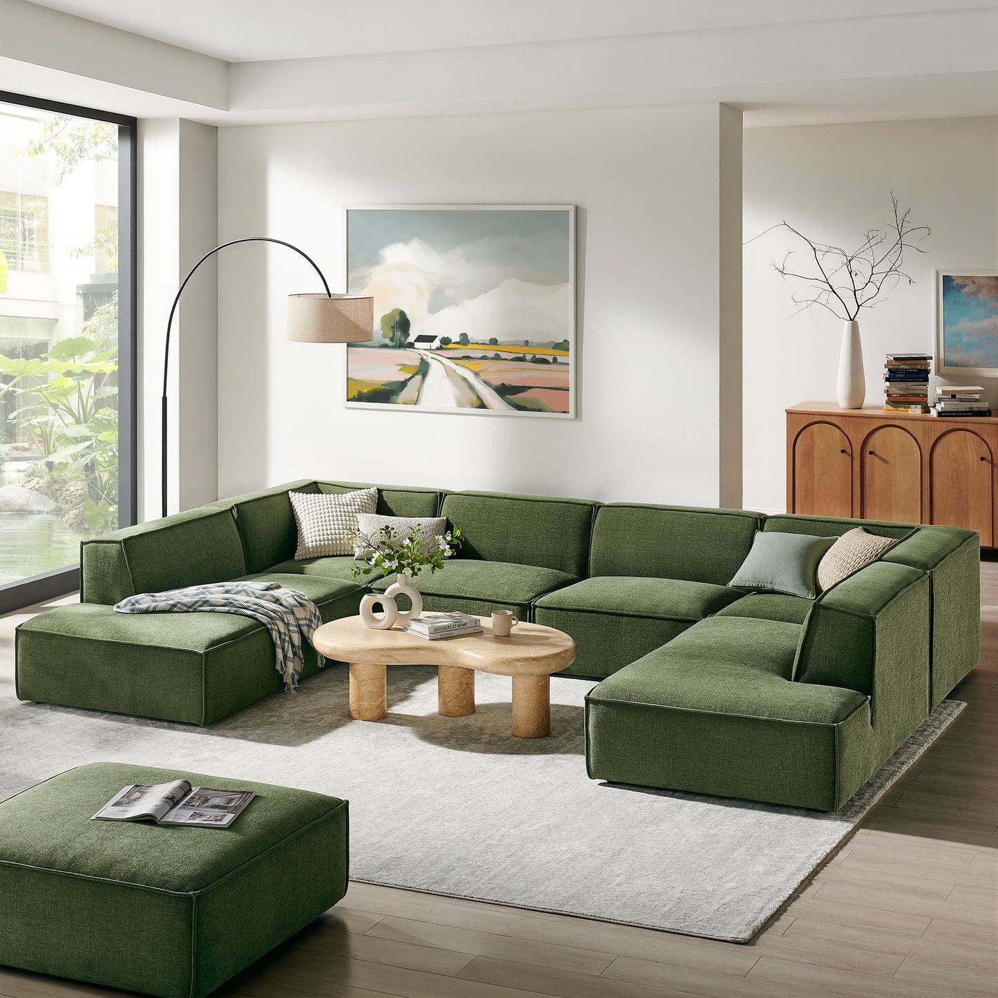 Restore 6-Piece Performance Fabric Upholstered U-Shaped Sectional Sofa by Modway