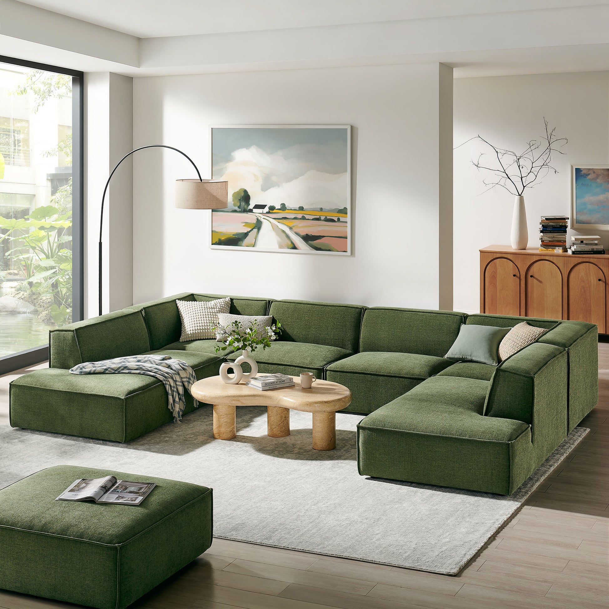 Restore 6-Piece Performance Fabric Upholstered U-Shaped Sectional Sofa by Modway