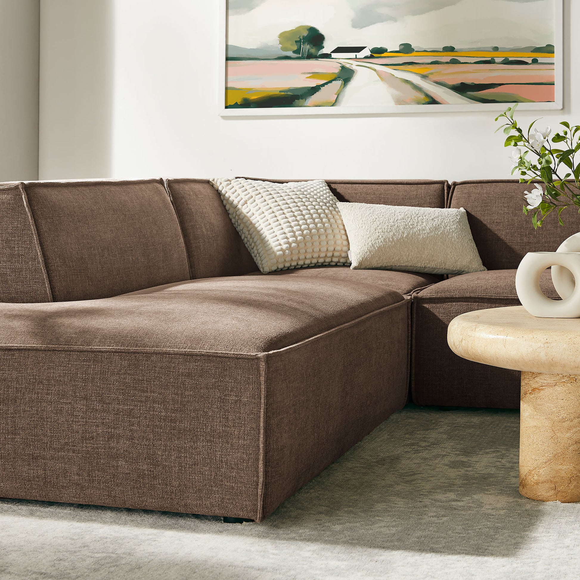 Restore 6-Piece Performance Fabric Upholstered U-Shaped Sectional Sofa by Modway
