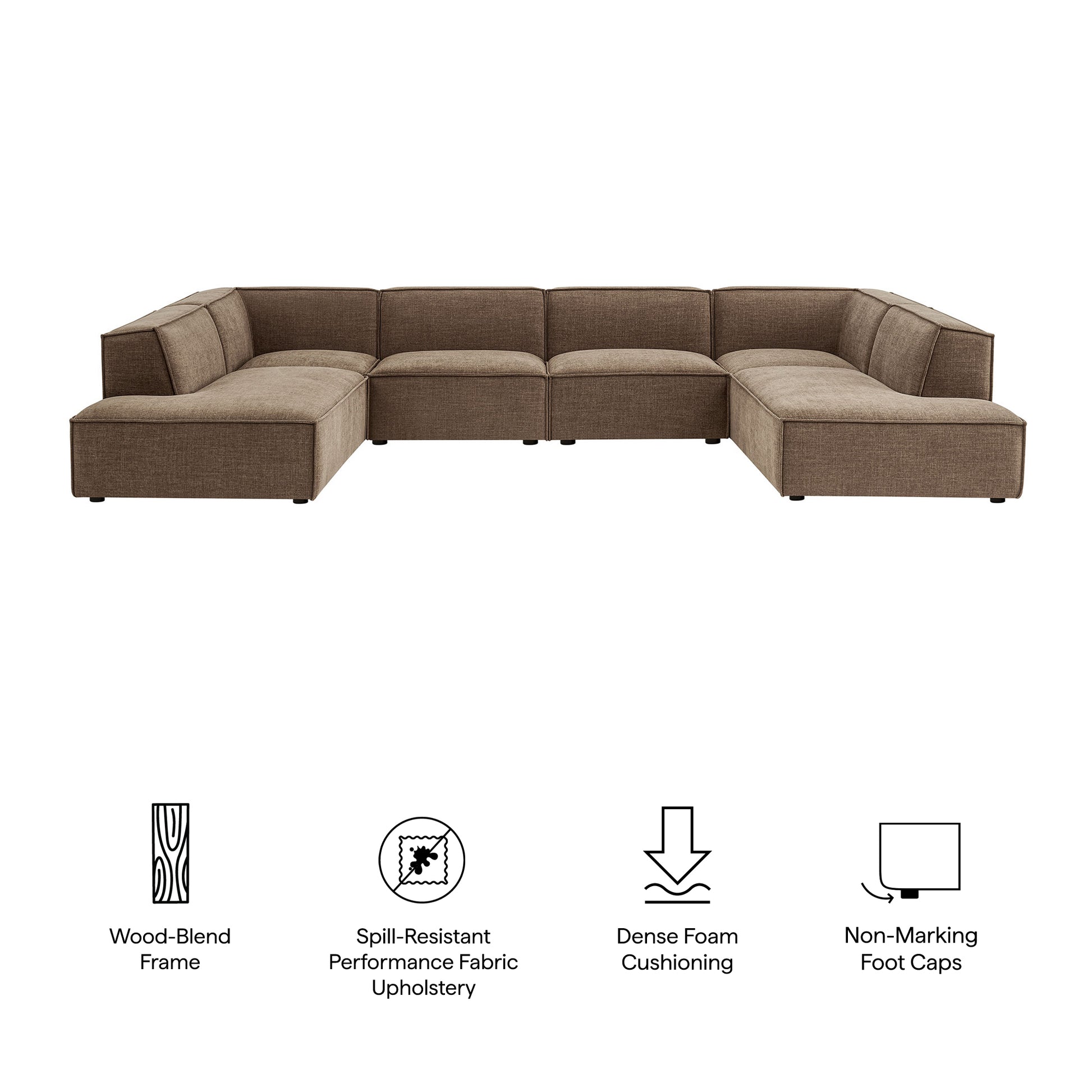 Restore 6-Piece Performance Fabric Upholstered U-Shaped Sectional Sofa by Modway