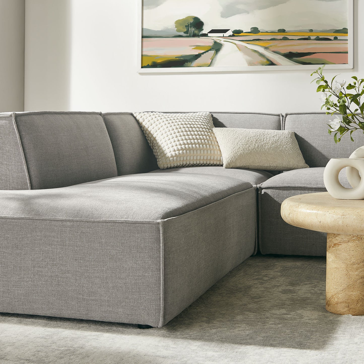Restore 6-Piece Performance Fabric Upholstered U-Shaped Sectional Sofa by Modway