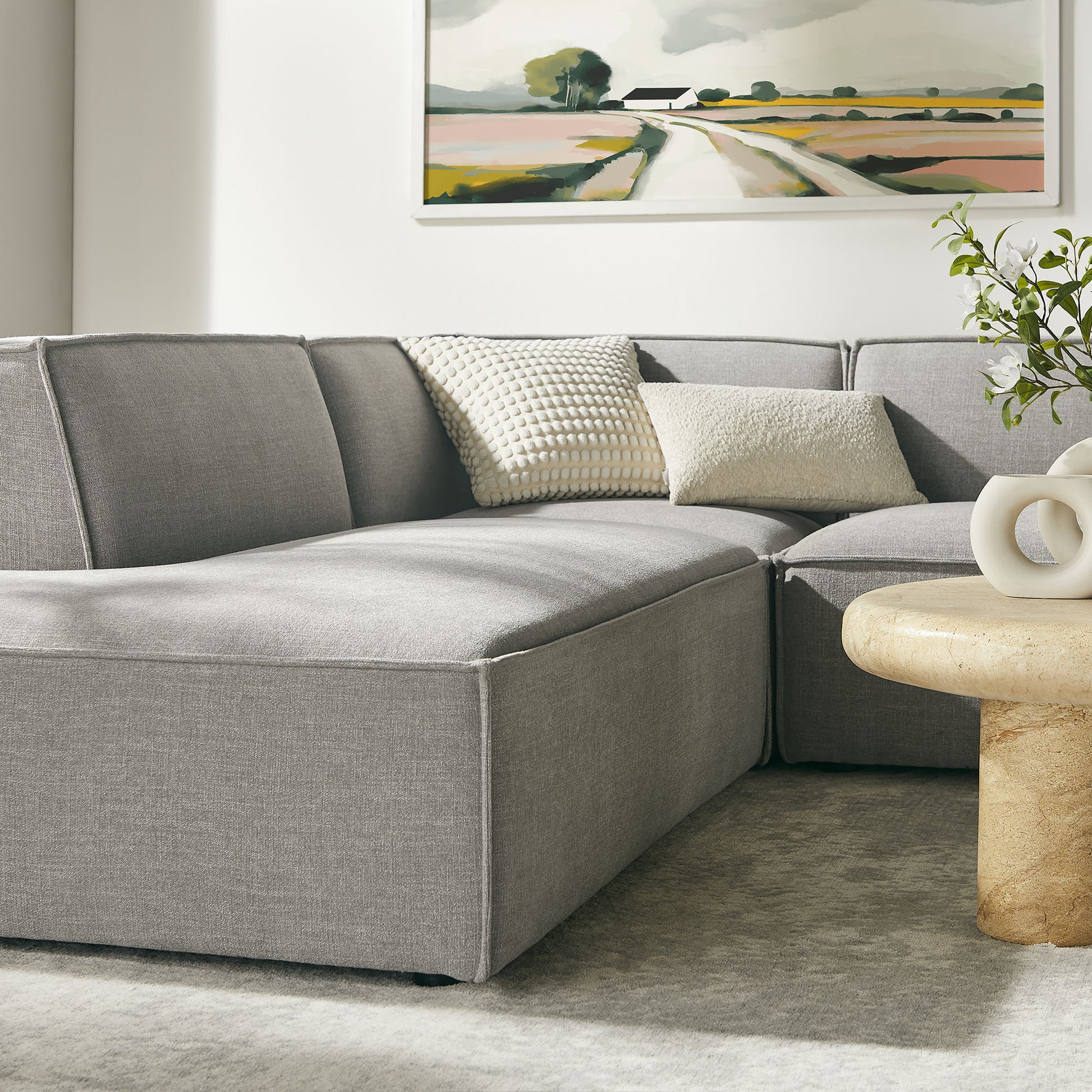 Restore 6-Piece Performance Fabric Upholstered U-Shaped Sectional Sofa by Modway