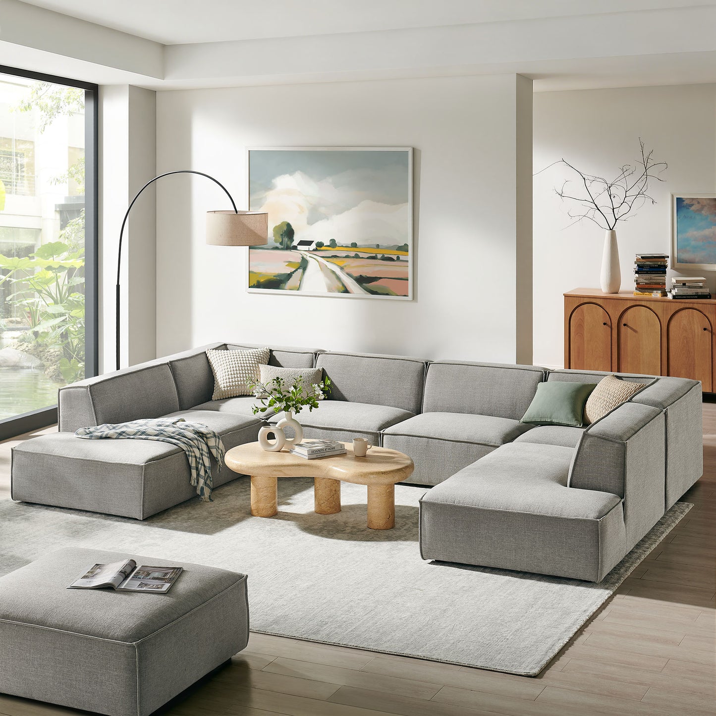 Restore 6-Piece Performance Fabric Upholstered U-Shaped Sectional Sofa by Modway