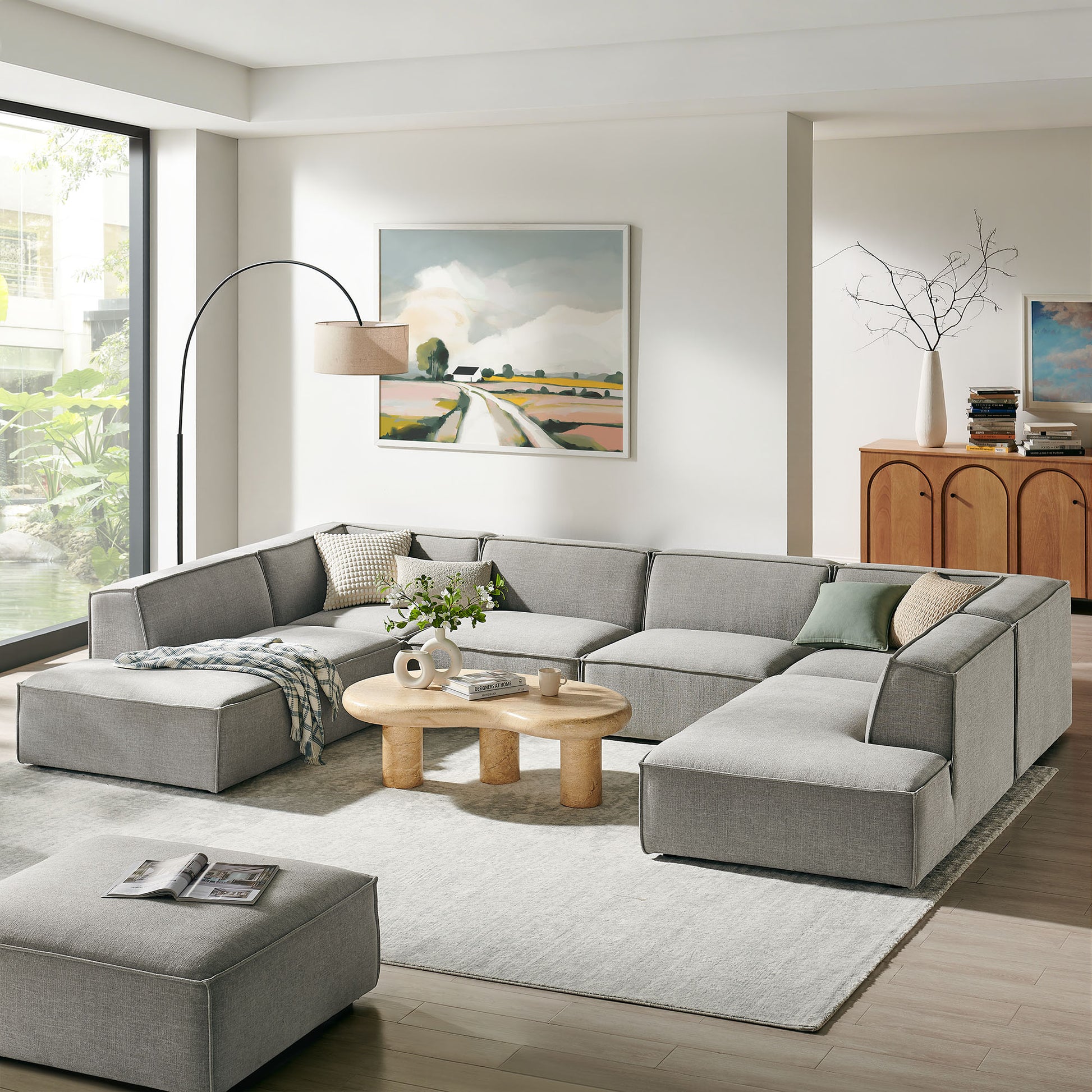 Restore 6-Piece Performance Fabric Upholstered U-Shaped Sectional Sofa by Modway