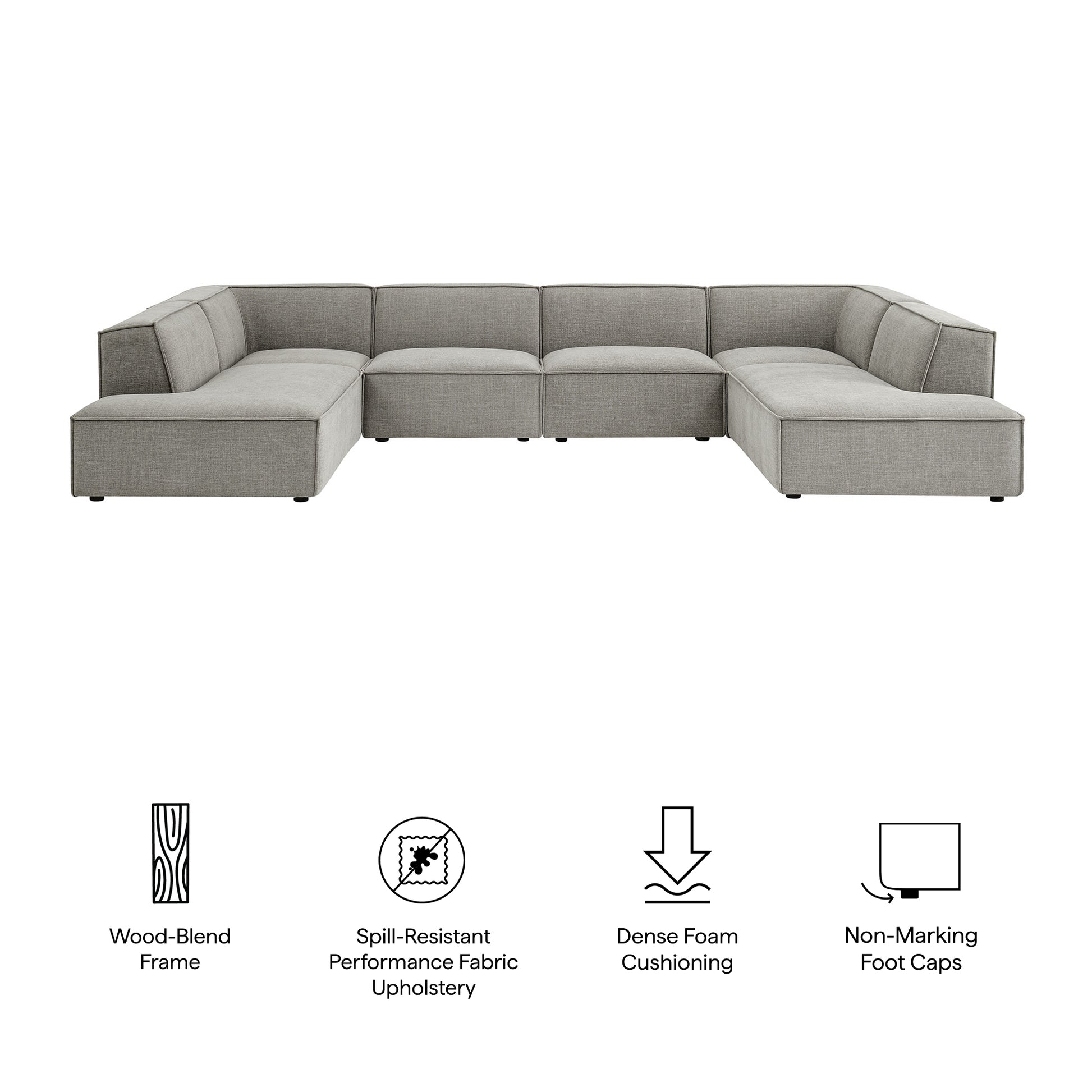 Restore 6-Piece Performance Fabric Upholstered U-Shaped Sectional Sofa by Modway