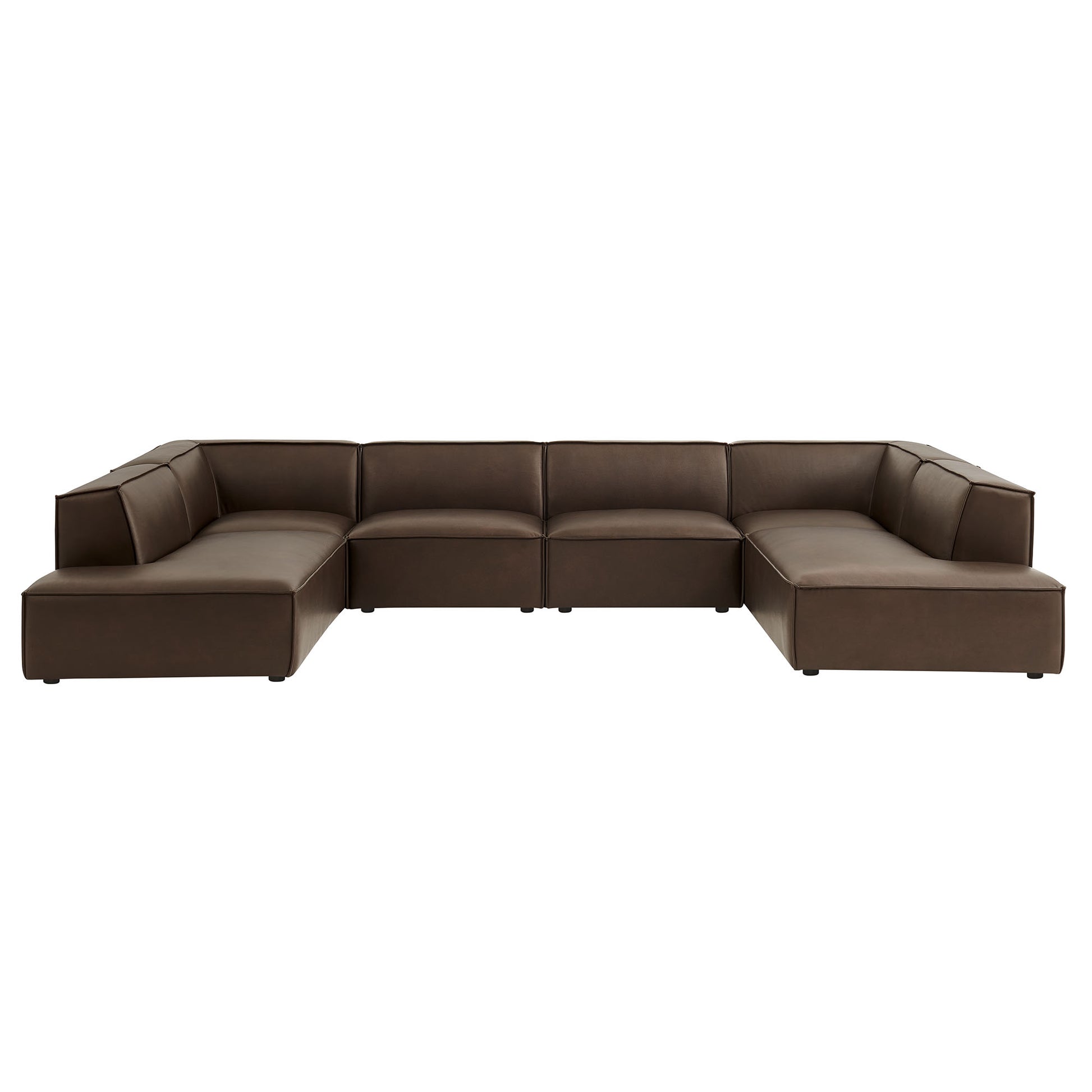 Restore 6-Piece Vegan Leather U-Shaped Armless Sectional Sofa by Modway