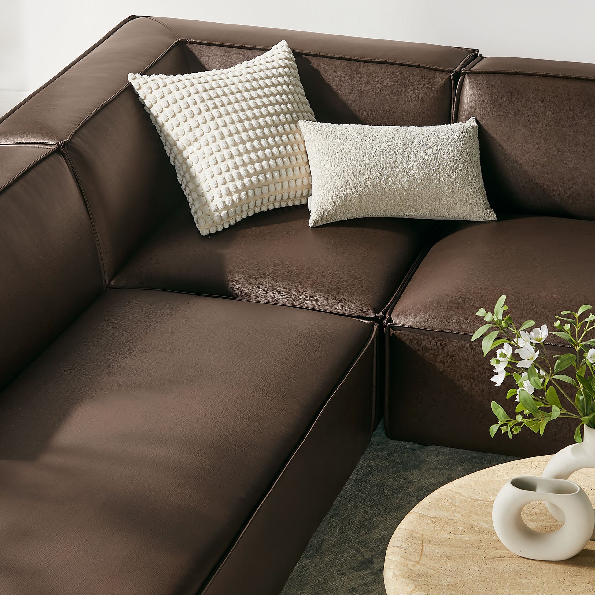 Restore 6-Piece Vegan Leather U-Shaped Armless Sectional Sofa by Modway
