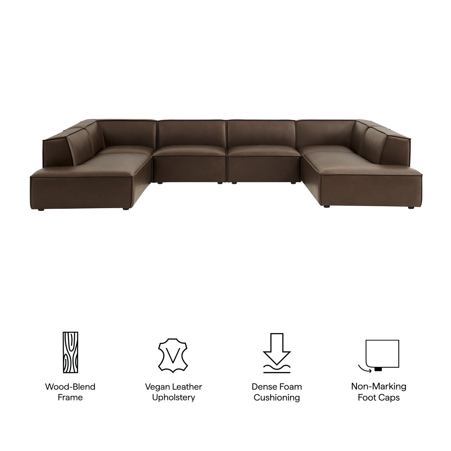 Restore 6-Piece Vegan Leather U-Shaped Armless Sectional Sofa by Modway