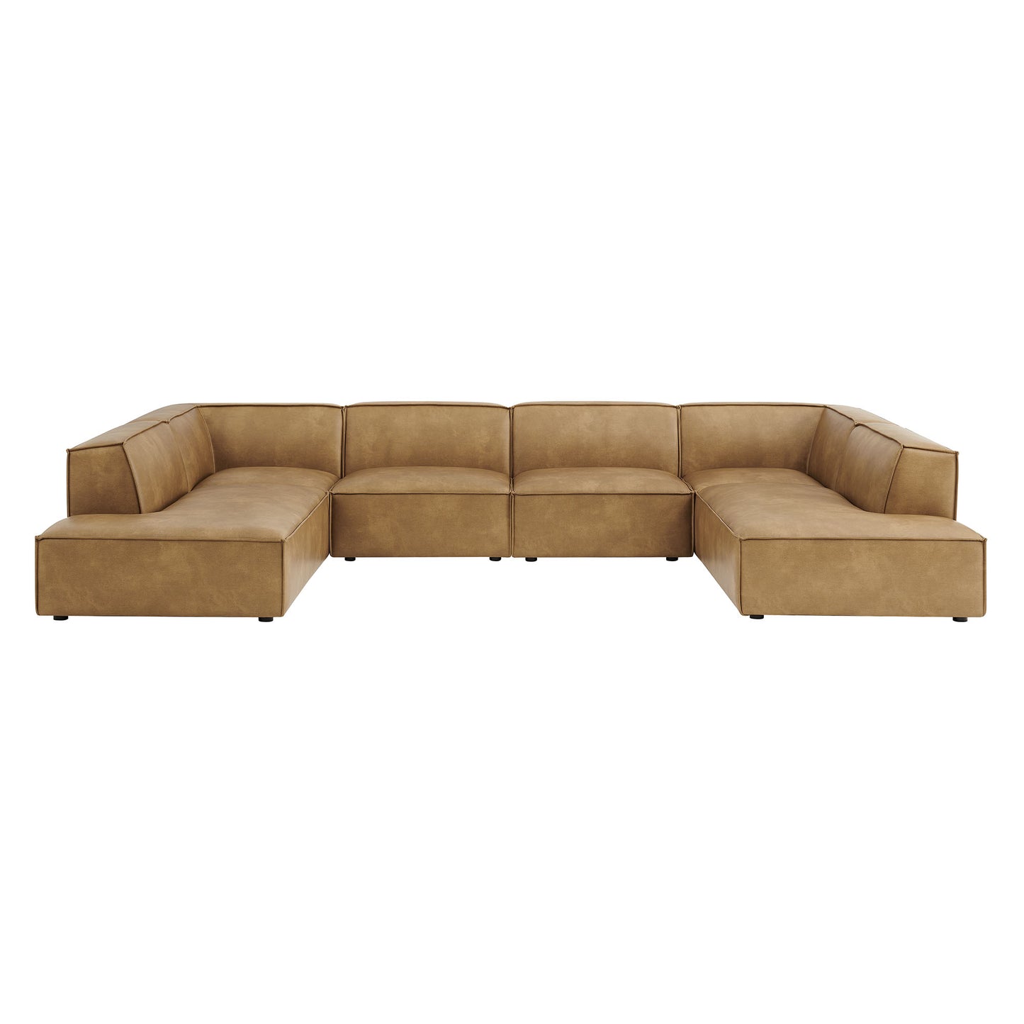 Restore 6-Piece Vegan Leather U-Shaped Armless Sectional Sofa by Modway
