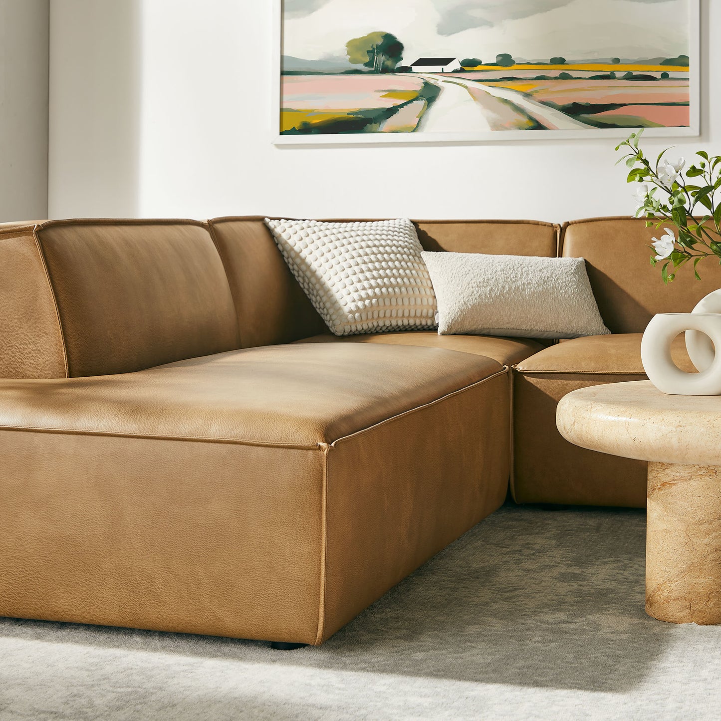 Restore 6-Piece Vegan Leather U-Shaped Armless Sectional Sofa by Modway
