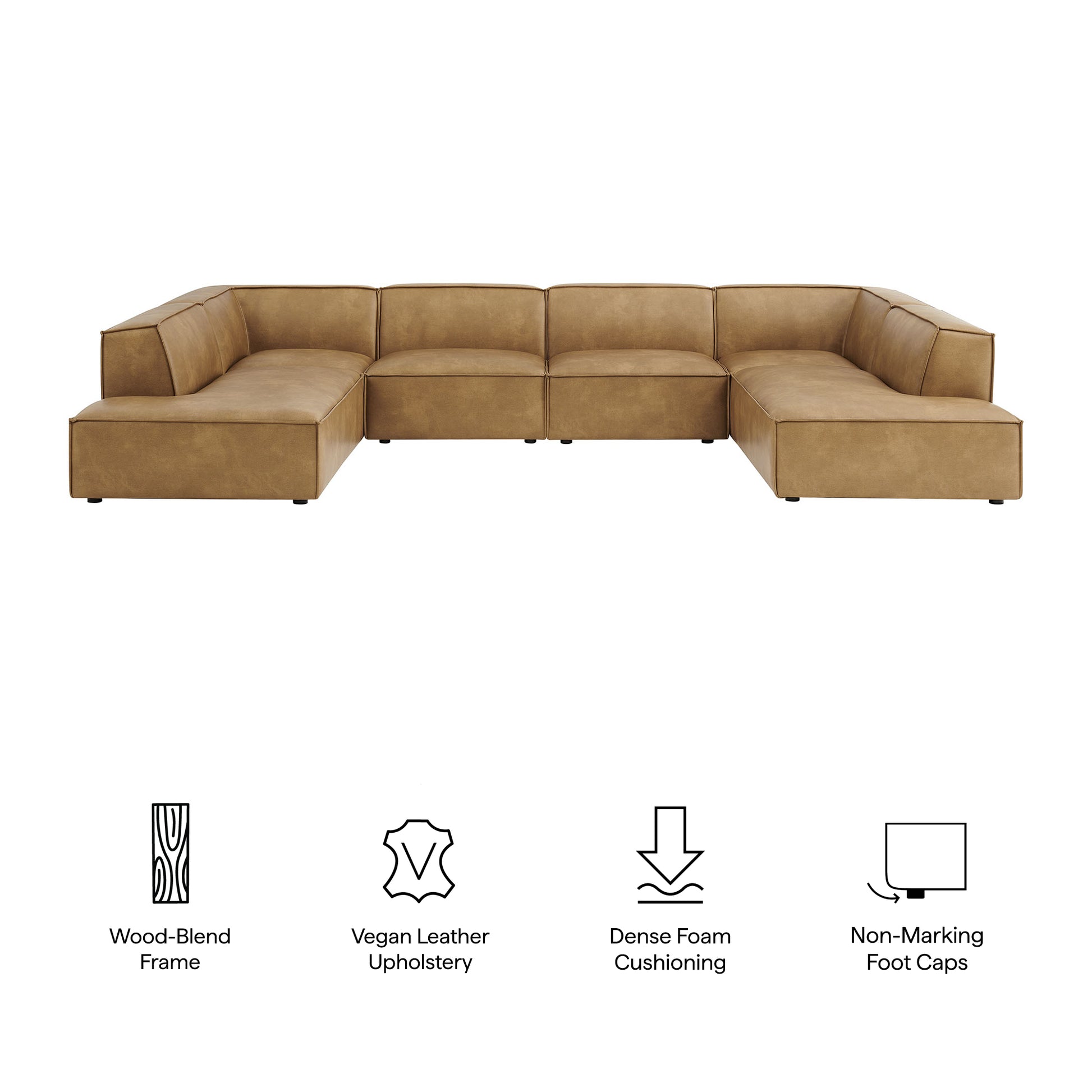 Restore 6-Piece Vegan Leather U-Shaped Armless Sectional Sofa by Modway