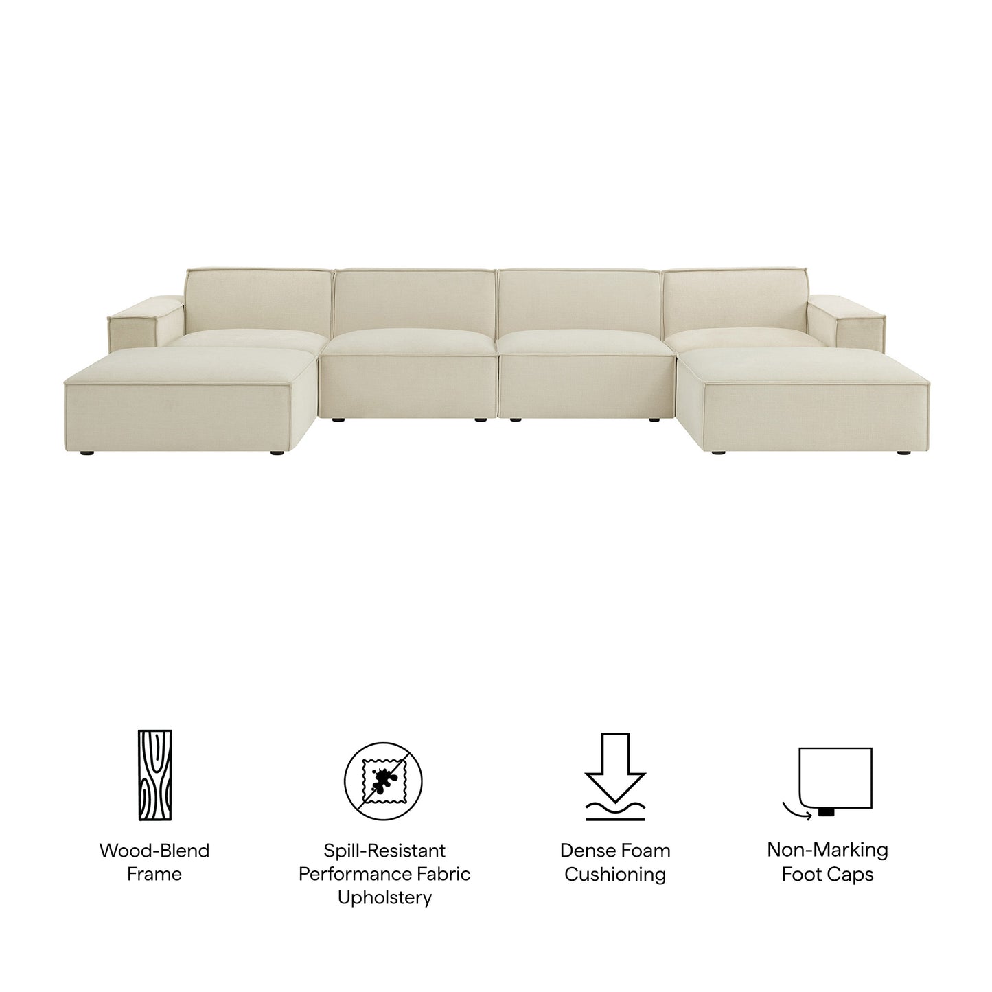 Restore 6-Piece Performance Fabric Upholstered Modular Sectional Sofa by Modway