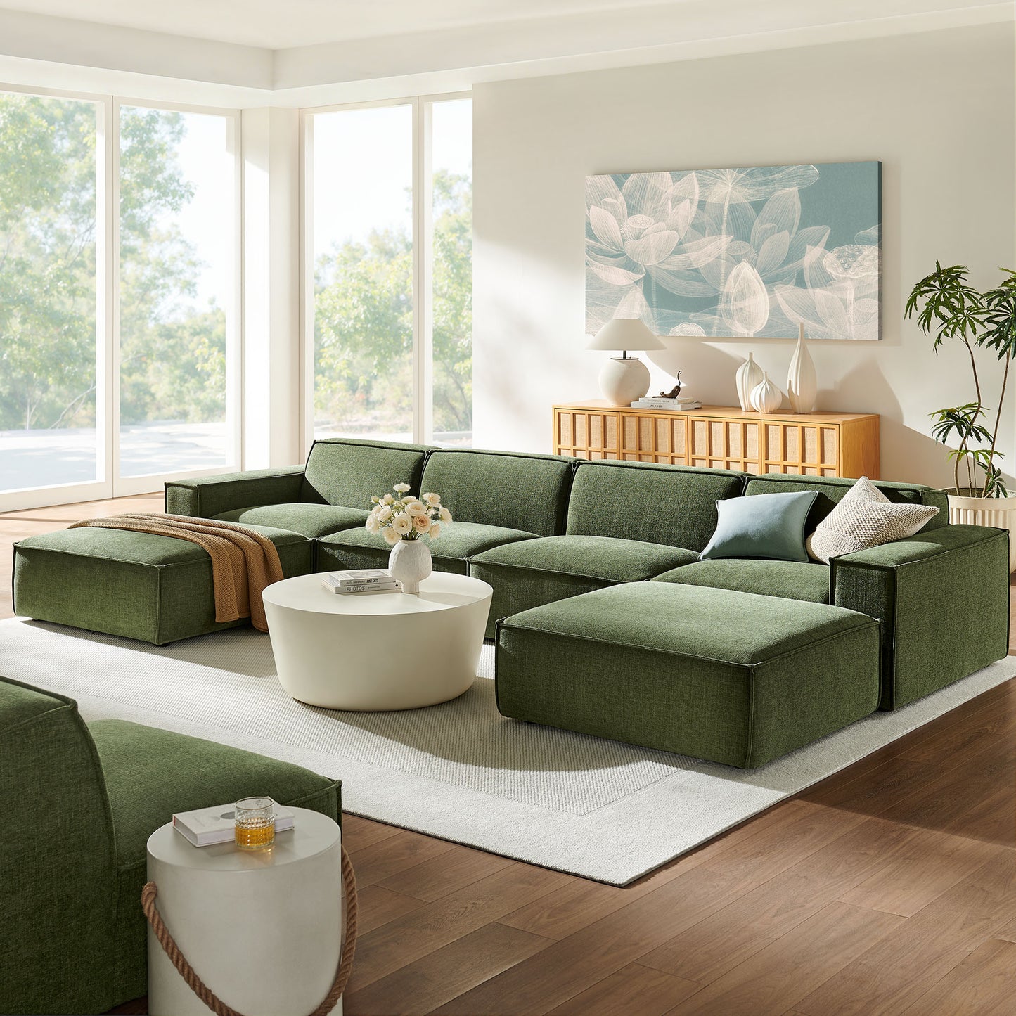 Restore 6-Piece Performance Fabric Upholstered Modular Sectional Sofa by Modway