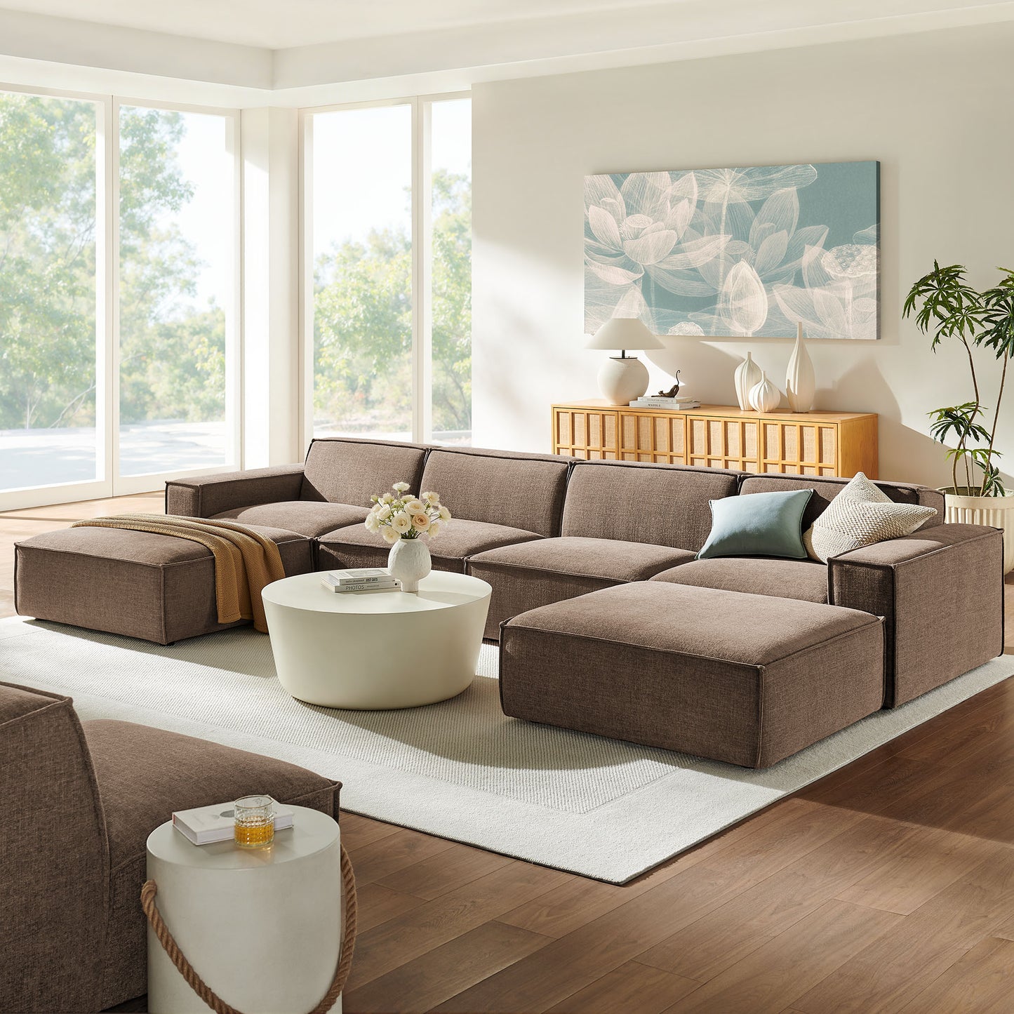 Restore 6-Piece Performance Fabric Upholstered Modular Sectional Sofa by Modway