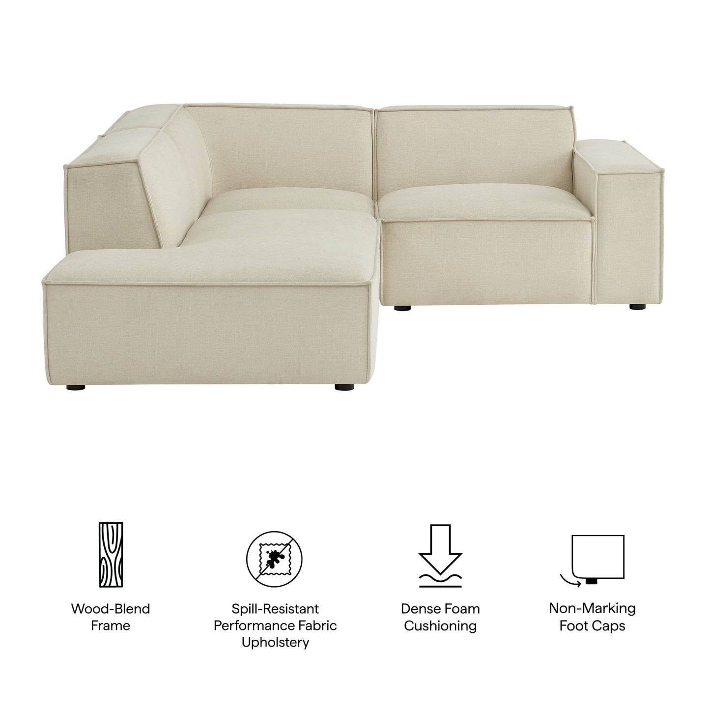 Restore 3-Piece Performance Fabric Upholstered Modular L-Shaped Sectional Sofa by Modway