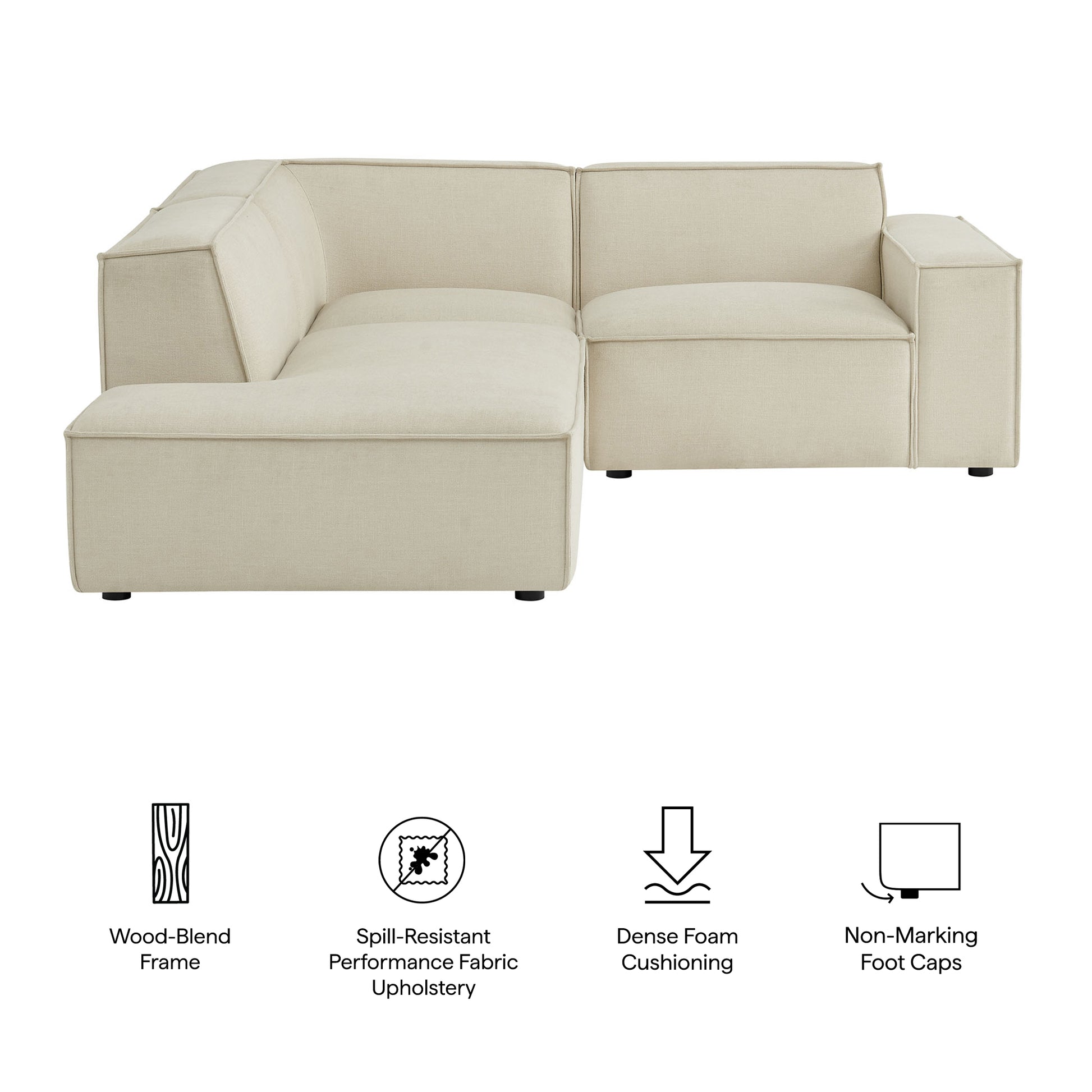 Restore 3-Piece Performance Fabric Upholstered Modular L-Shaped Sectional Sofa by Modway