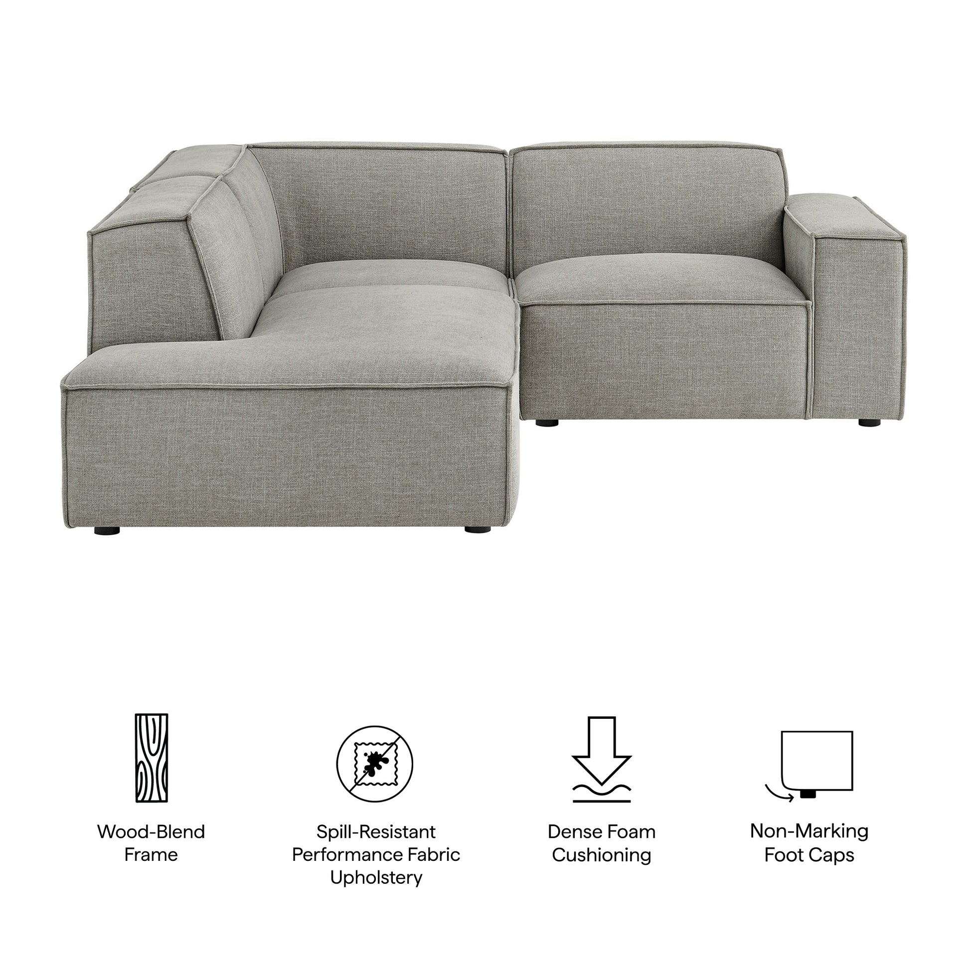 Restore 3-Piece Performance Fabric Upholstered Modular L-Shaped Sectional Sofa by Modway