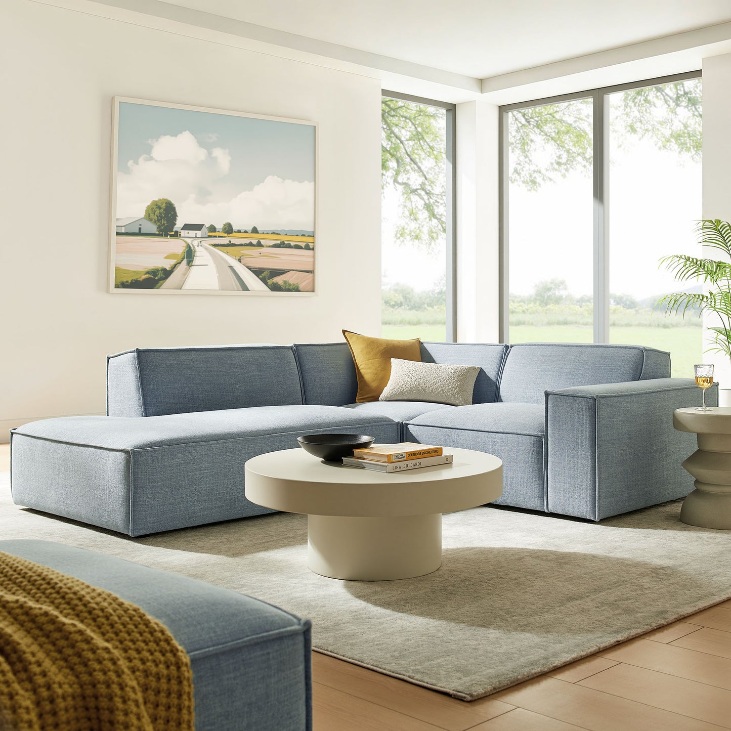 Restore 3-Piece Performance Fabric Upholstered Modular L-Shaped Sectional Sofa by Modway