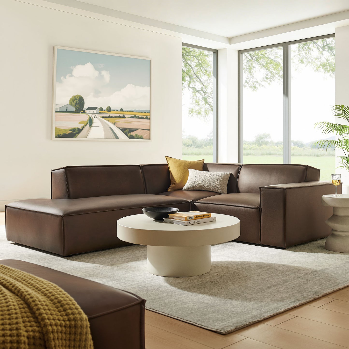 Restore 3-Piece Vegan Leather Modular L-Shaped Sectional Sofa by Modway