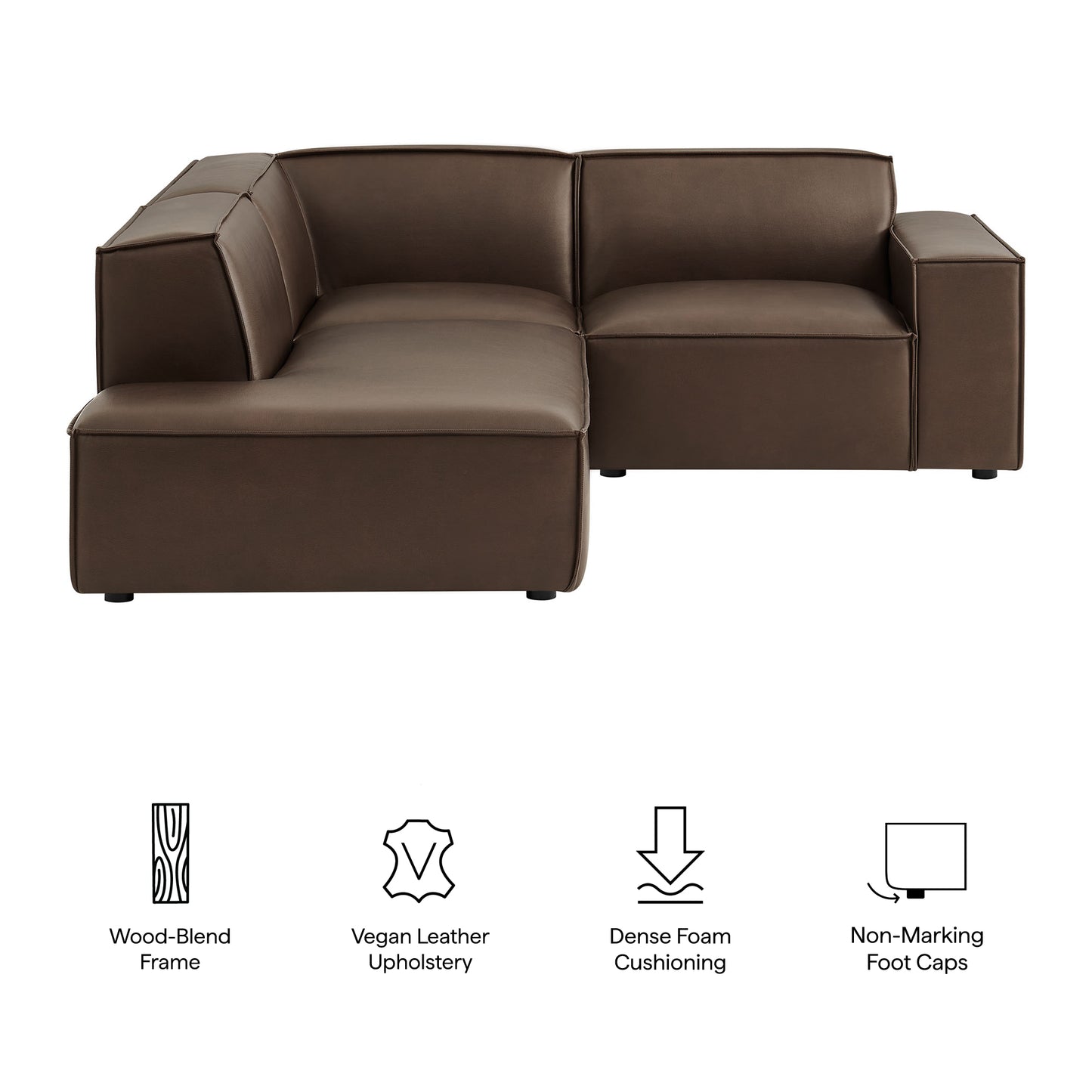 Restore 3-Piece Vegan Leather Modular L-Shaped Sectional Sofa by Modway