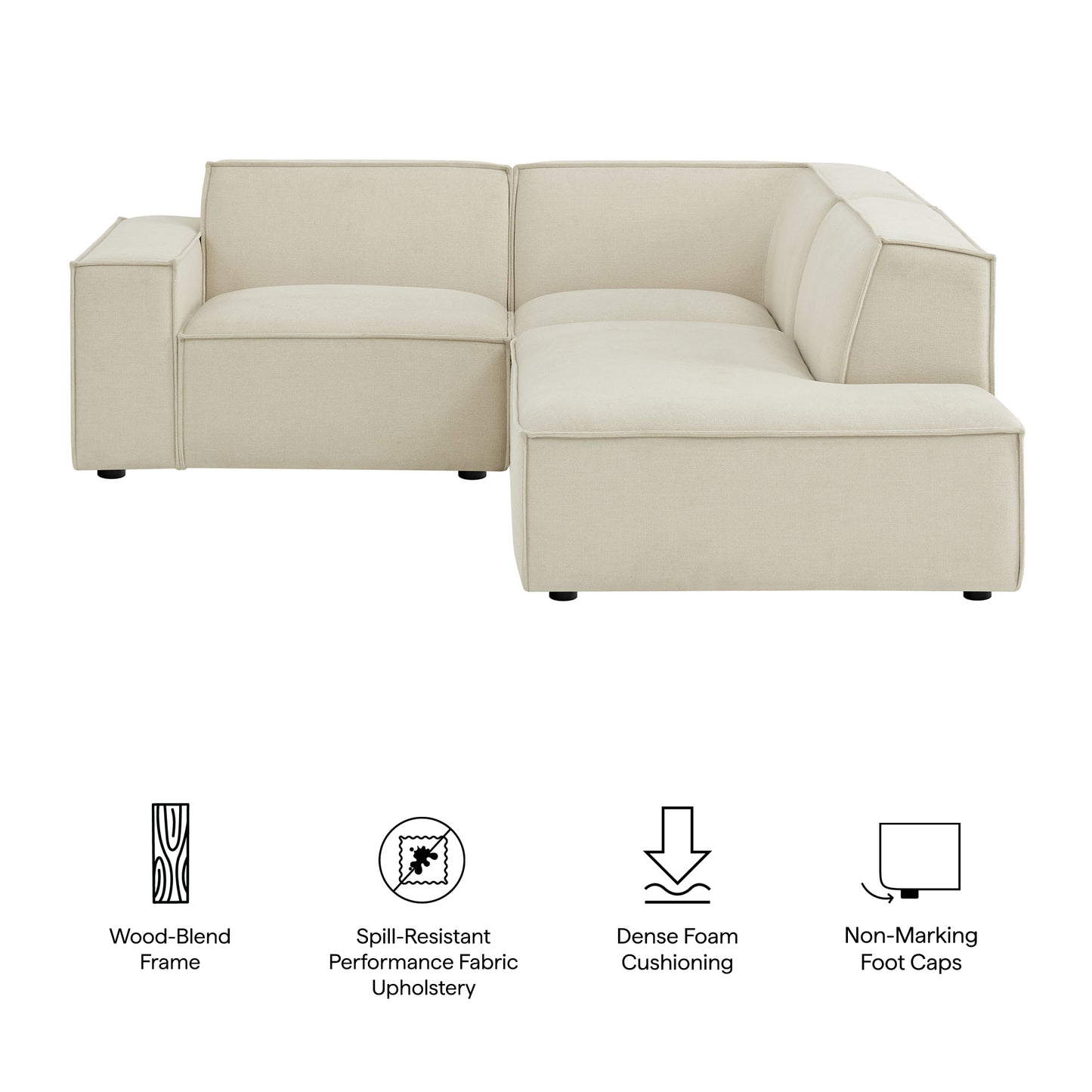 Restore 3-Piece Performance Fabric Upholstered Modular L-Shaped Sectional Sofa by Modway