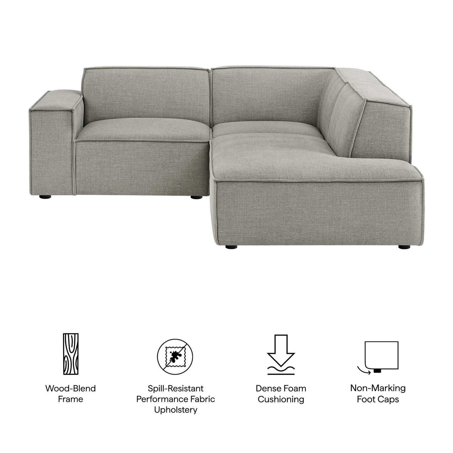 Restore 3-Piece Performance Fabric Upholstered Modular L-Shaped Sectional Sofa by Modway