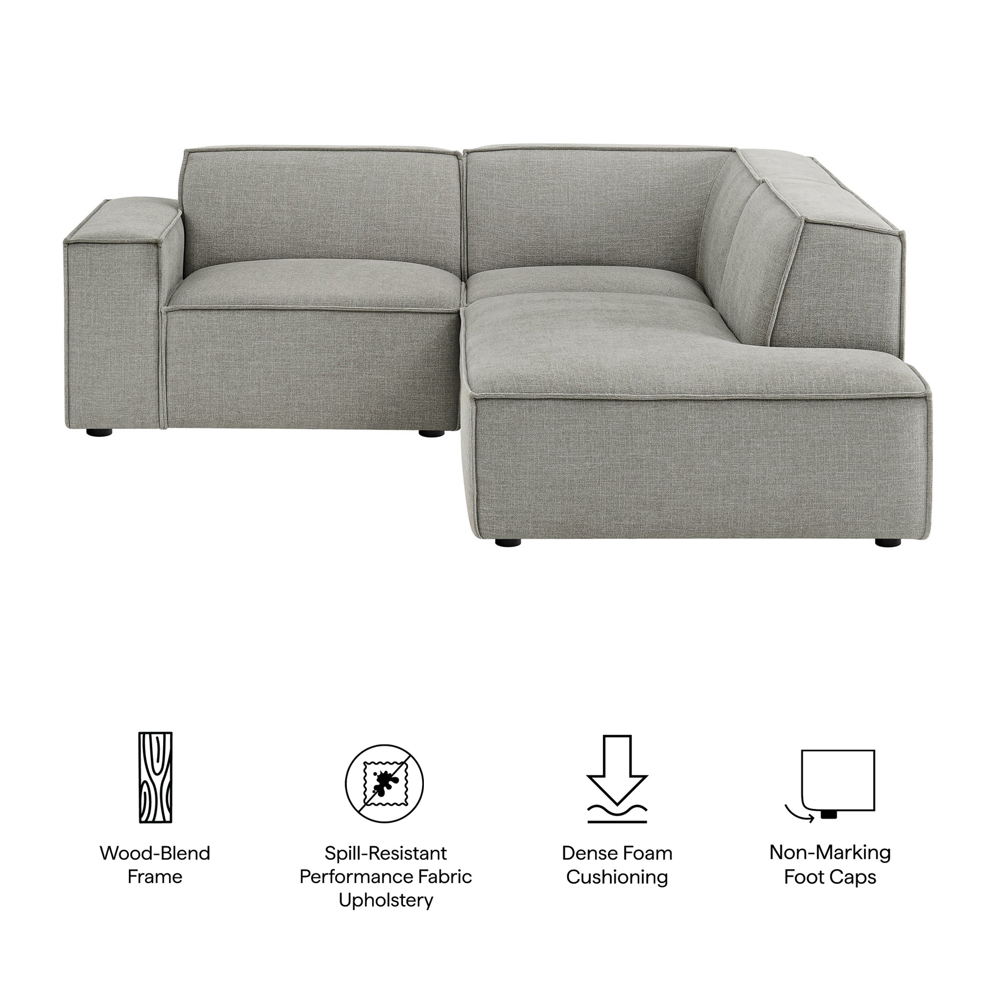 Restore 3-Piece Performance Fabric Upholstered Modular L-Shaped Sectional Sofa by Modway