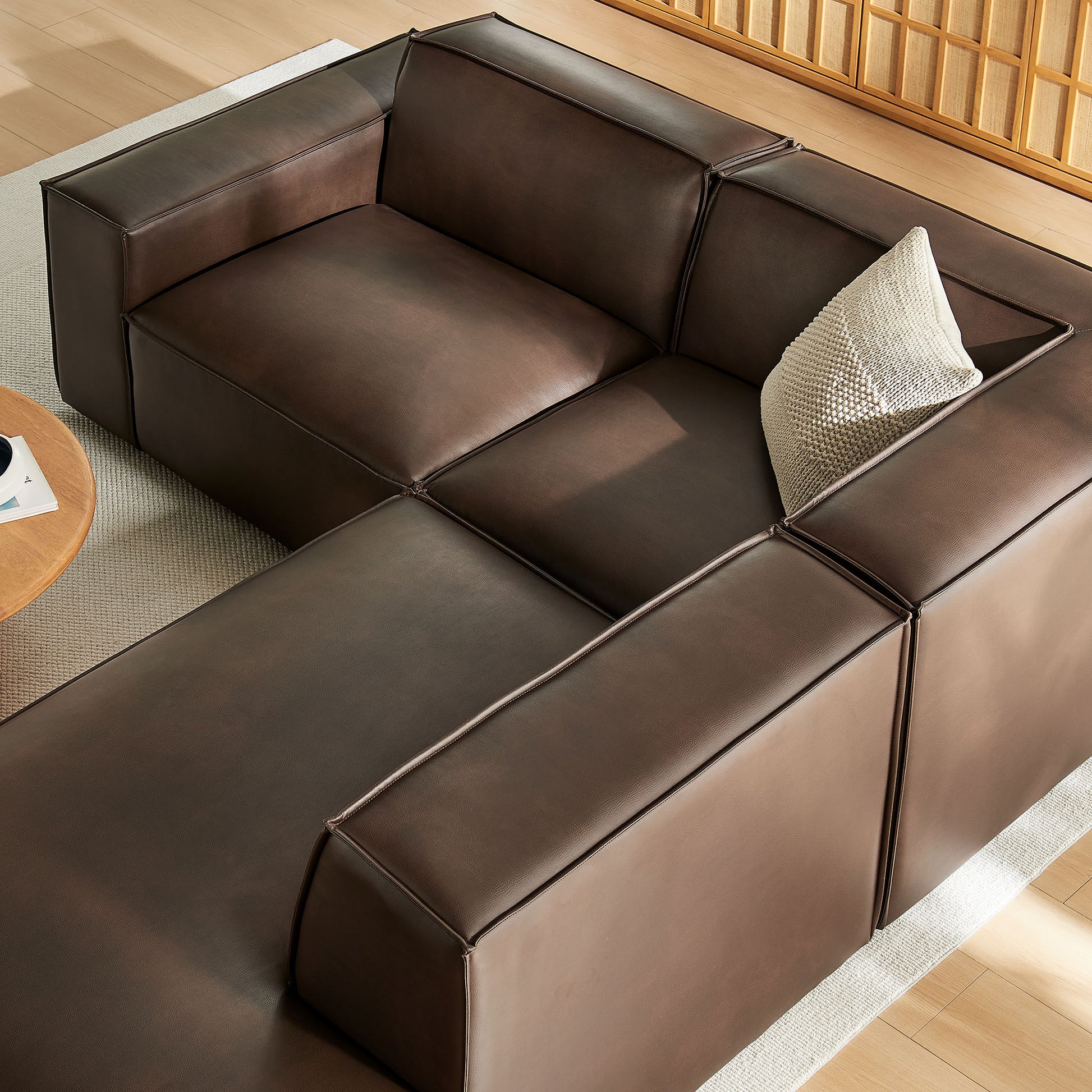 Restore 3-Piece Vegan Leather Modular L-Shaped Sectional Sofa by Modway