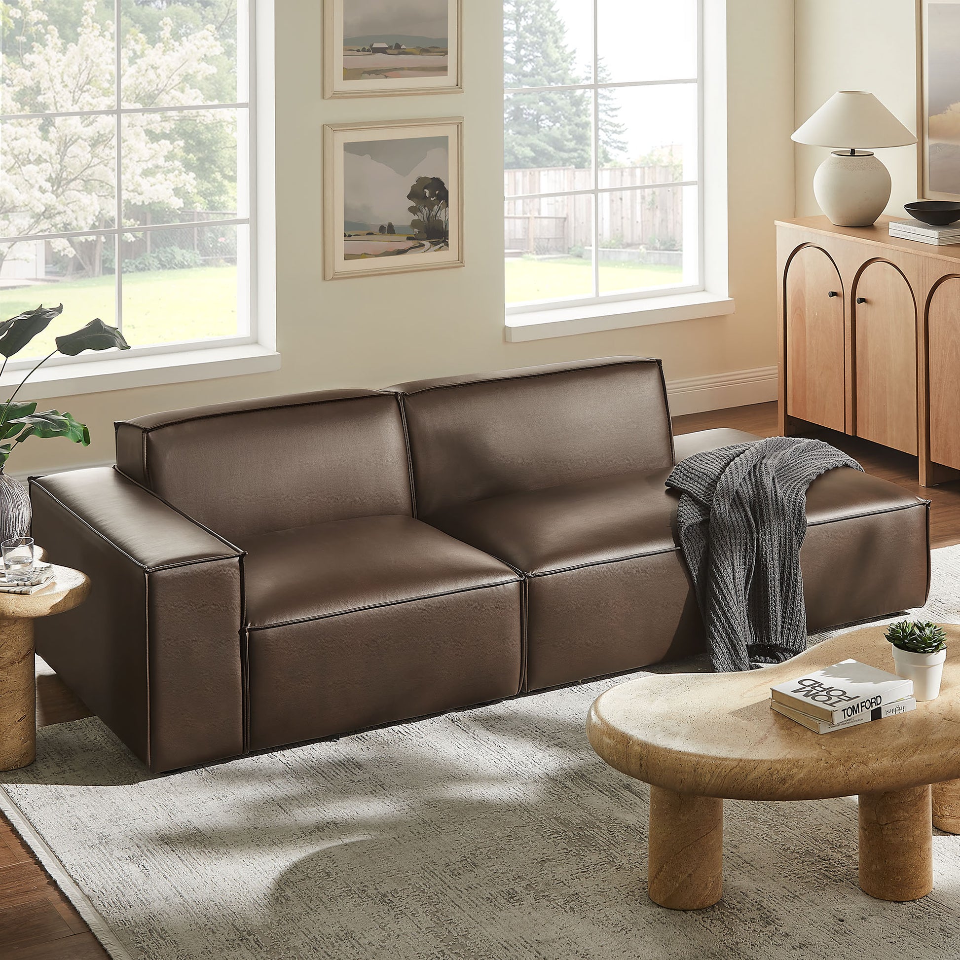 Restore 2-Piece Vegan Leather Modular Loveseat by Modway