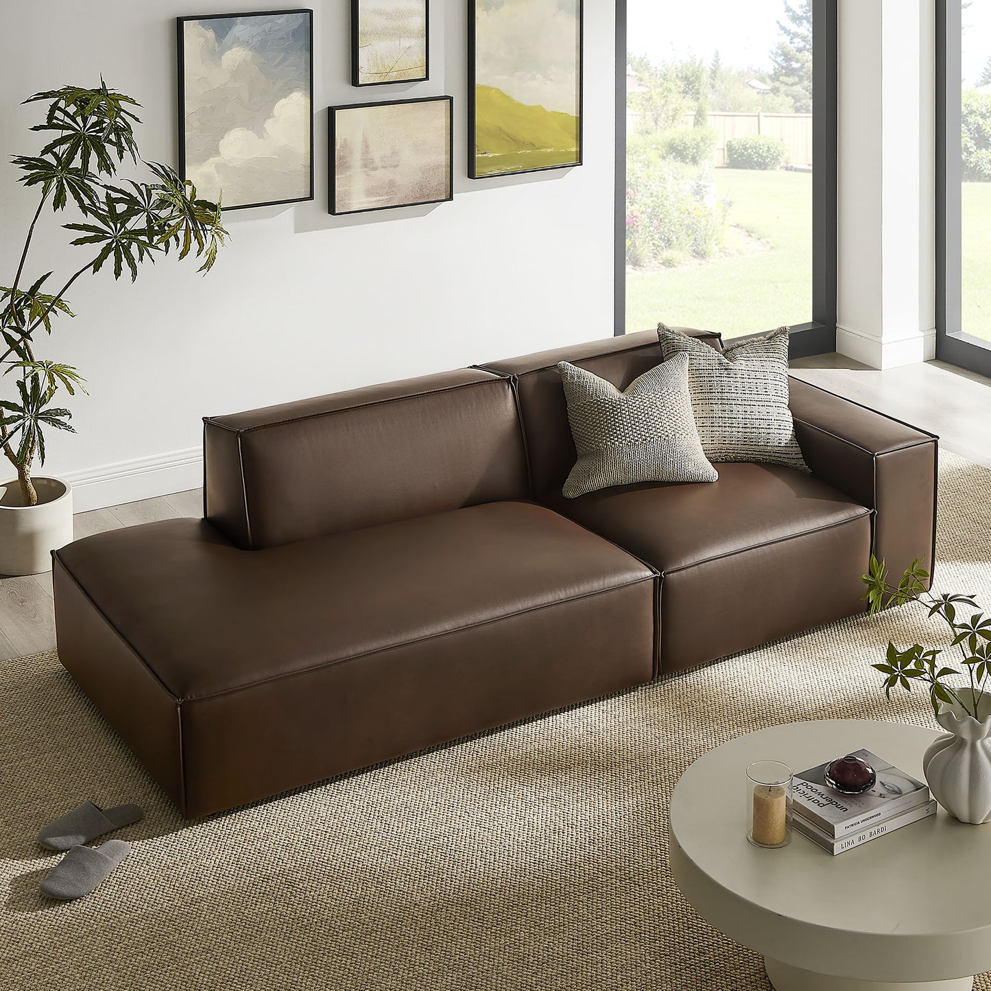 Restore 2-Piece Vegan Leather Modular Loveseat by Modway