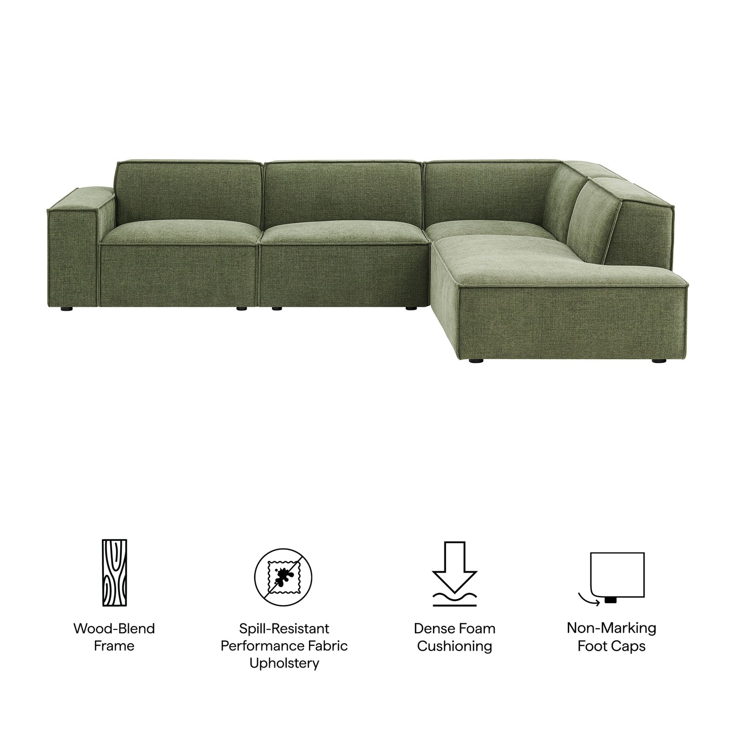 Restore 4-Piece Performance Fabric Upholstered Modular L-Shaped Sofa by Modway